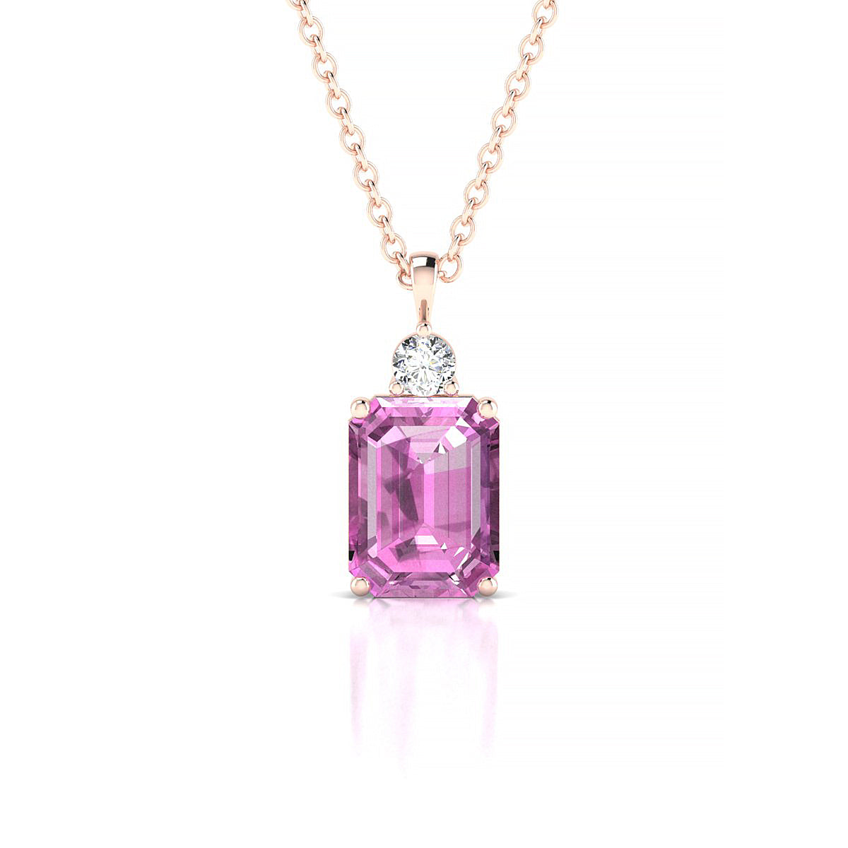 Sparkle | 18k Rose Gold 8 x 6 mm Emerald Pink Sapphire Pendant