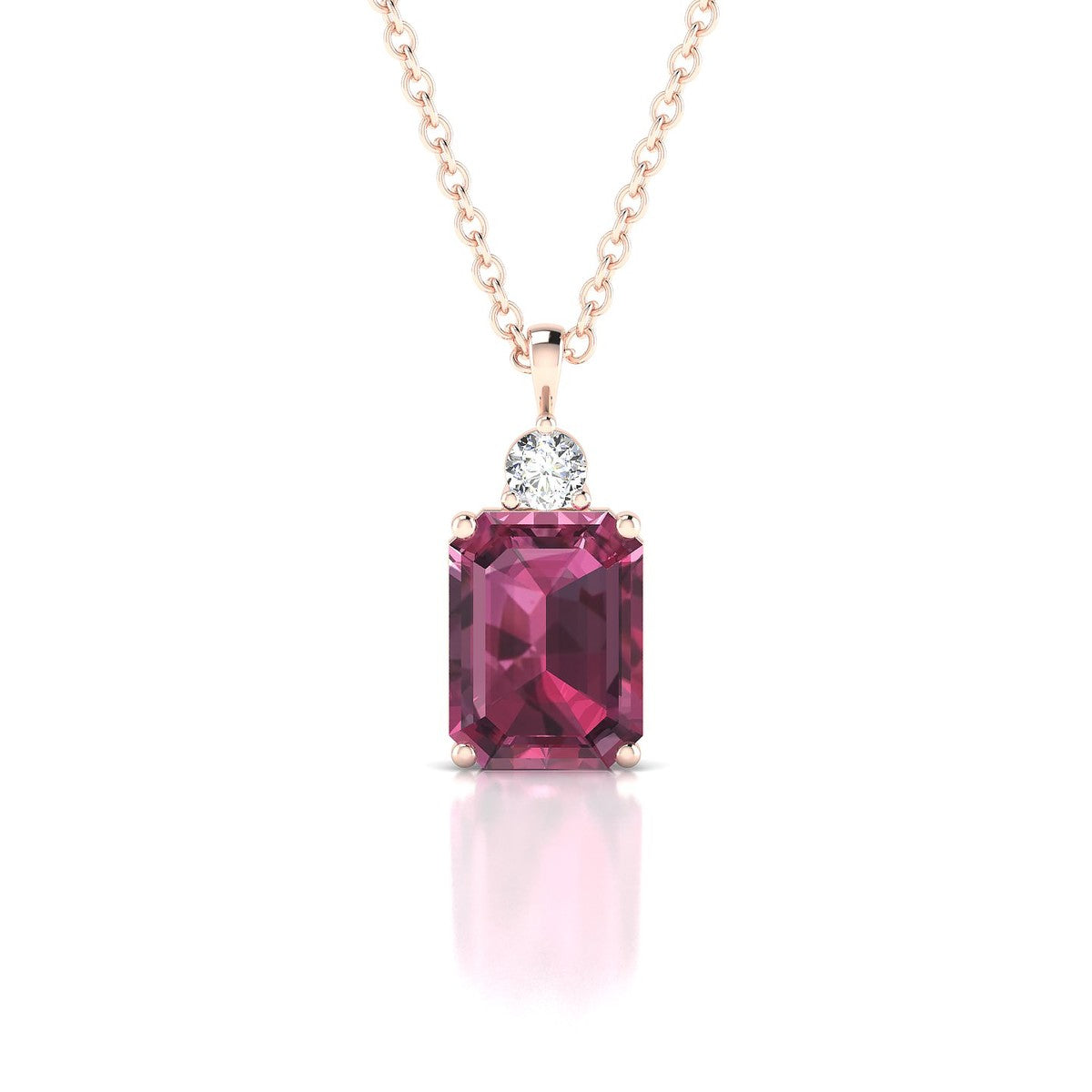 Sparkle | 18k Rose Gold 8 x 6 mm Emerald Rhodolite Pendant
