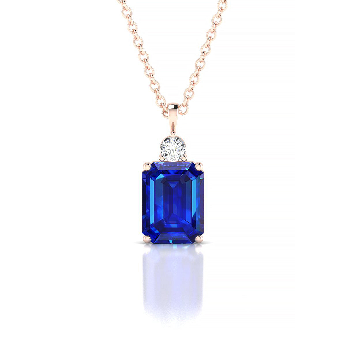 Sparkle | 18k Rose Gold 8 x 6 mm Emerald Sapphire Pendant