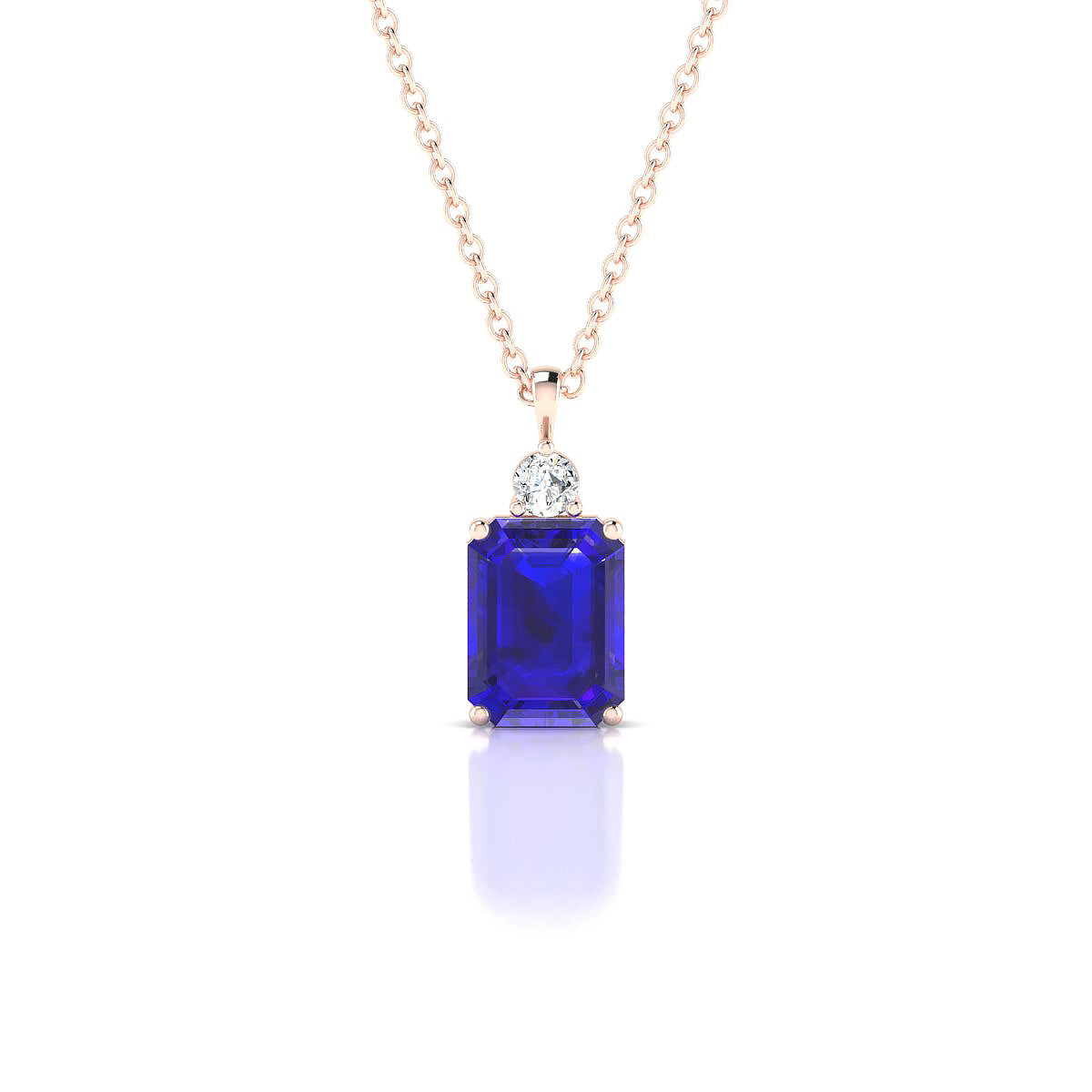 Sparkle | 18k Rose Gold 8 x 6 mm Emerald Tanzanite Pendant