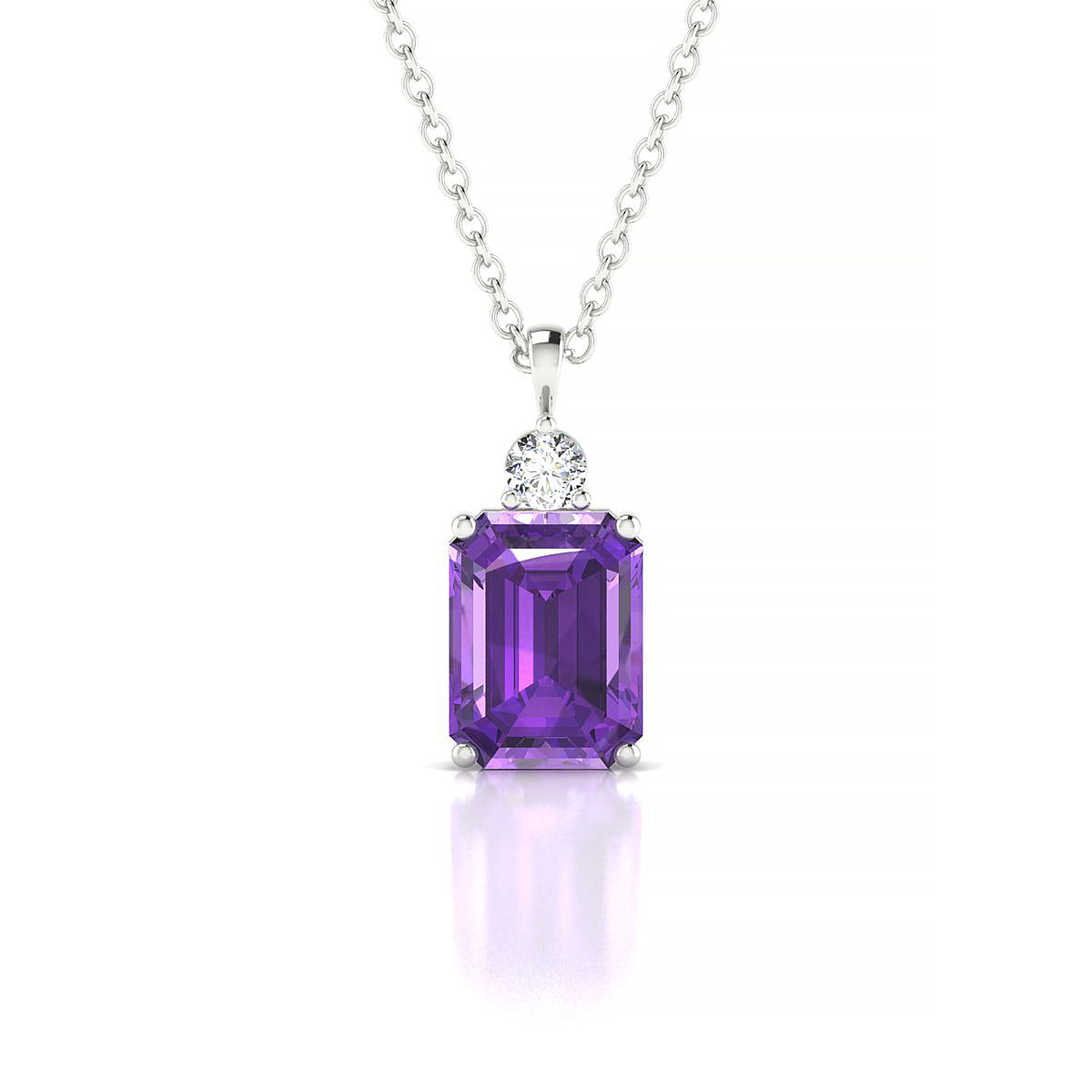 Sparkle | 18k White Gold 8 x 6 mm Emerald Amethyst Pendant