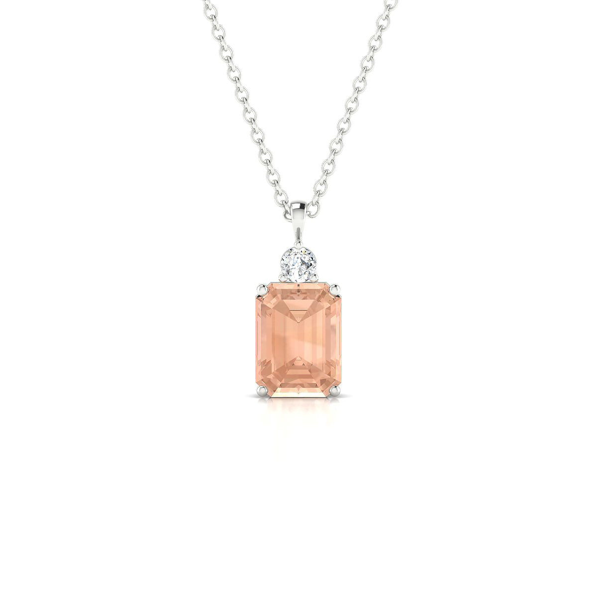 Sparkle | 18k White Gold 8 x 6 mm Emerald Morganite Pendant