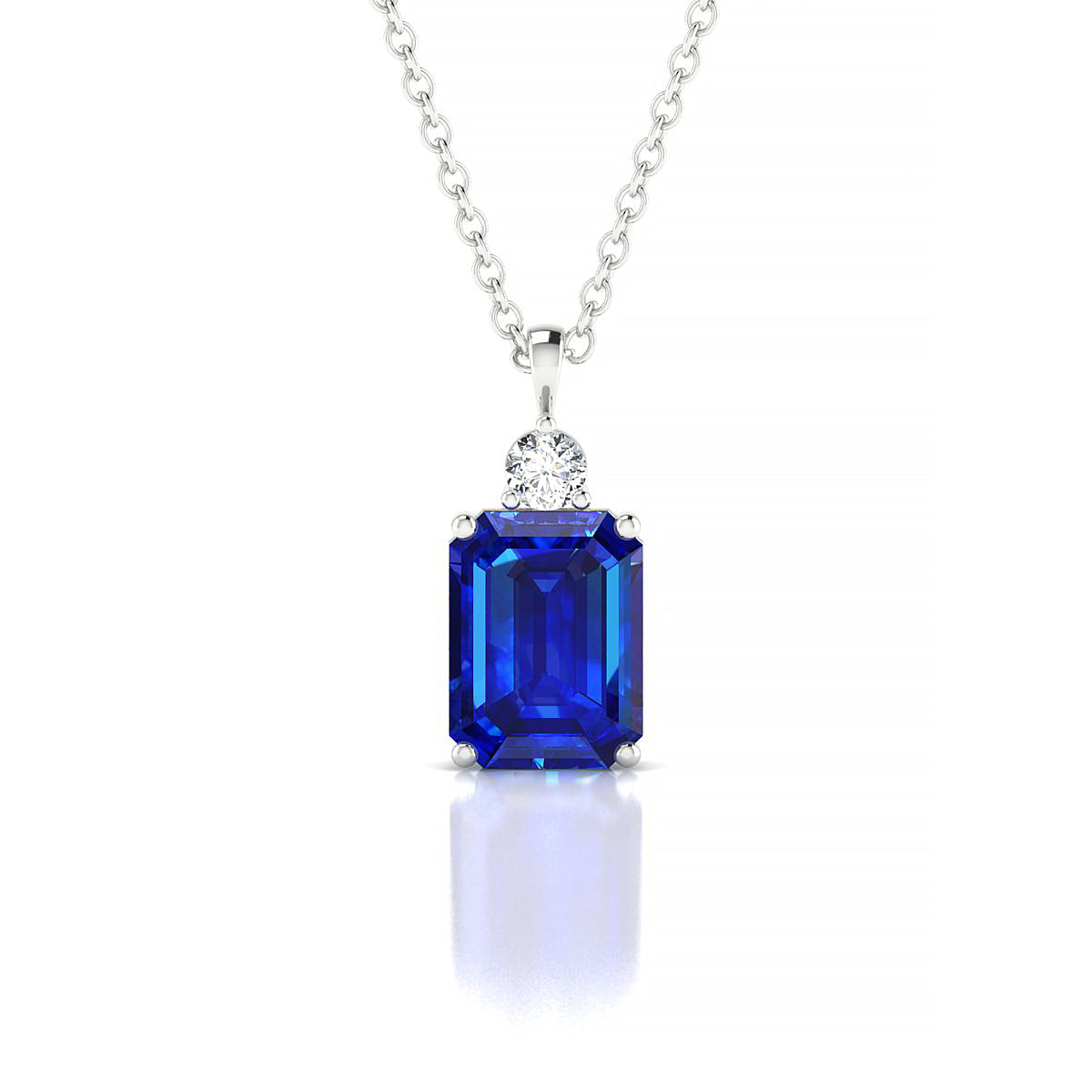 Sparkle | 18k White Gold 8 x 6 mm Emerald Sapphire Pendant