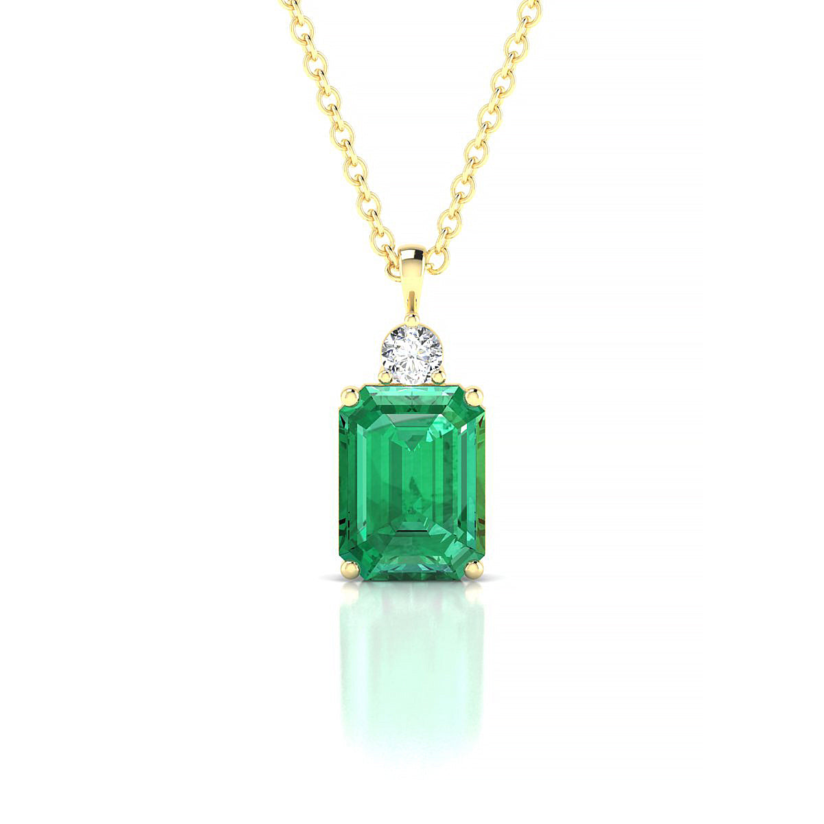 Sparkle | 18k Yellow Gold 8 x 6 mm Emerald Emerald Pendant
