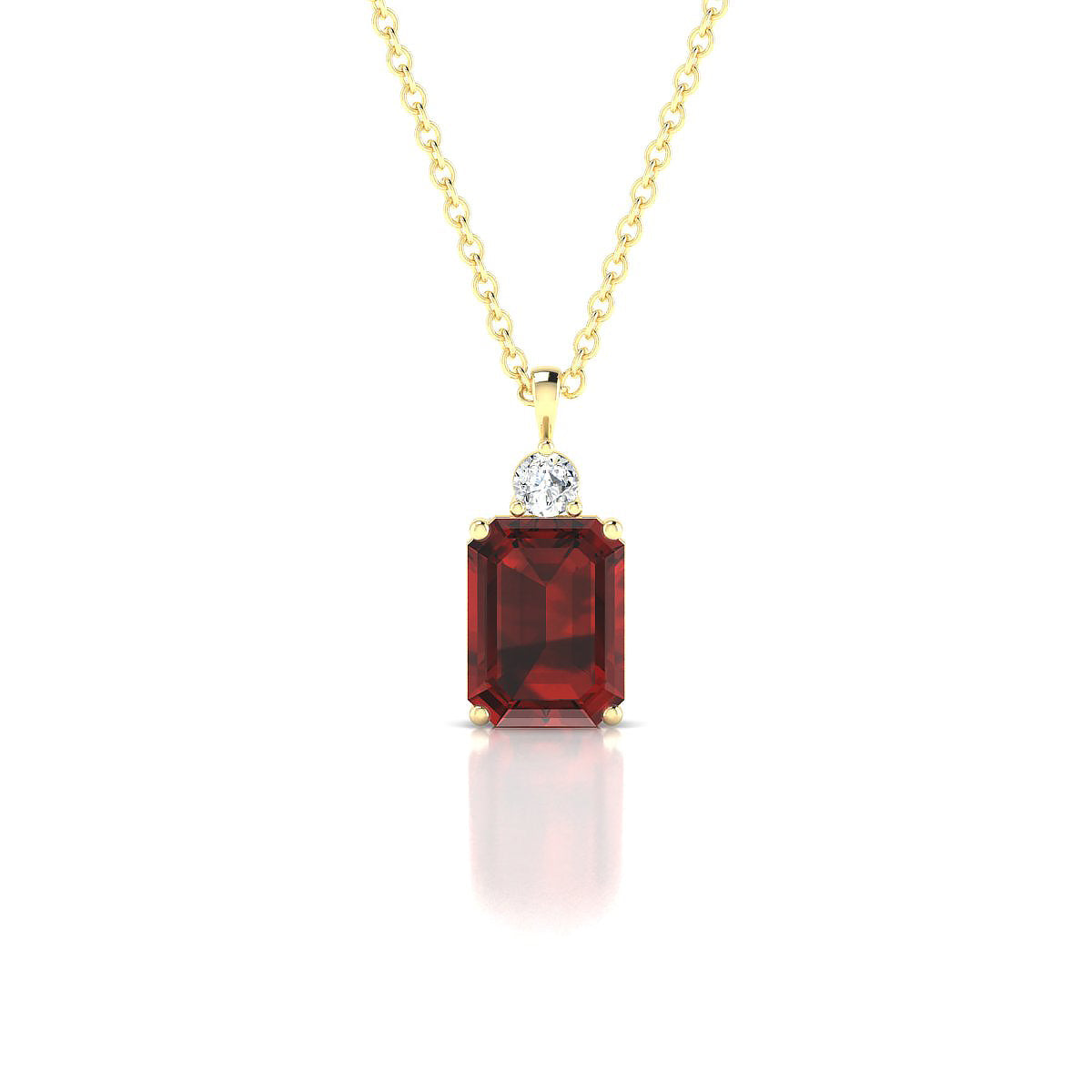 Sparkle | 18k Yellow Gold 8 x 6 mm Emerald Garnet Pendant