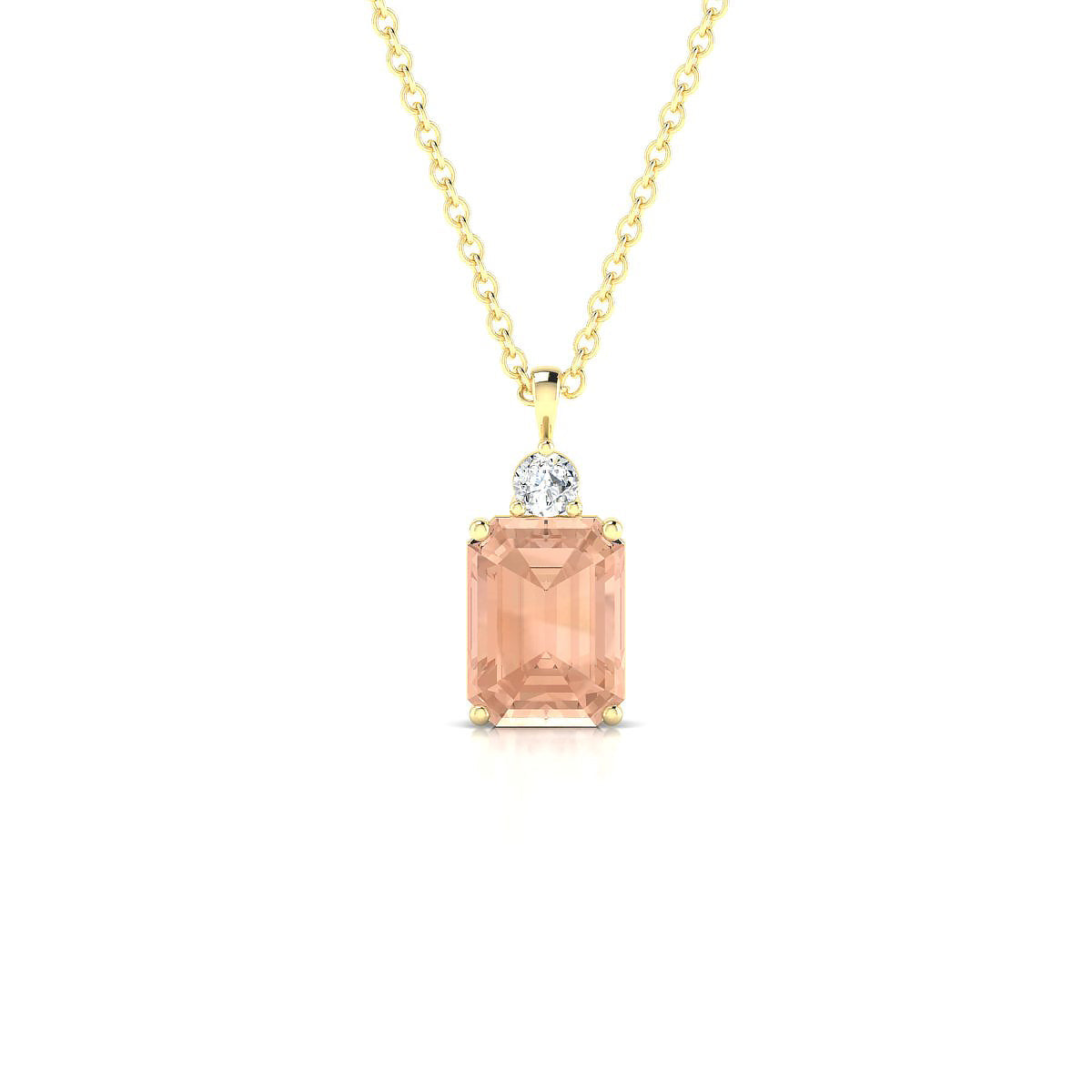 Sparkle | 18k Yellow Gold 8 x 6 mm Emerald Morganite Pendant