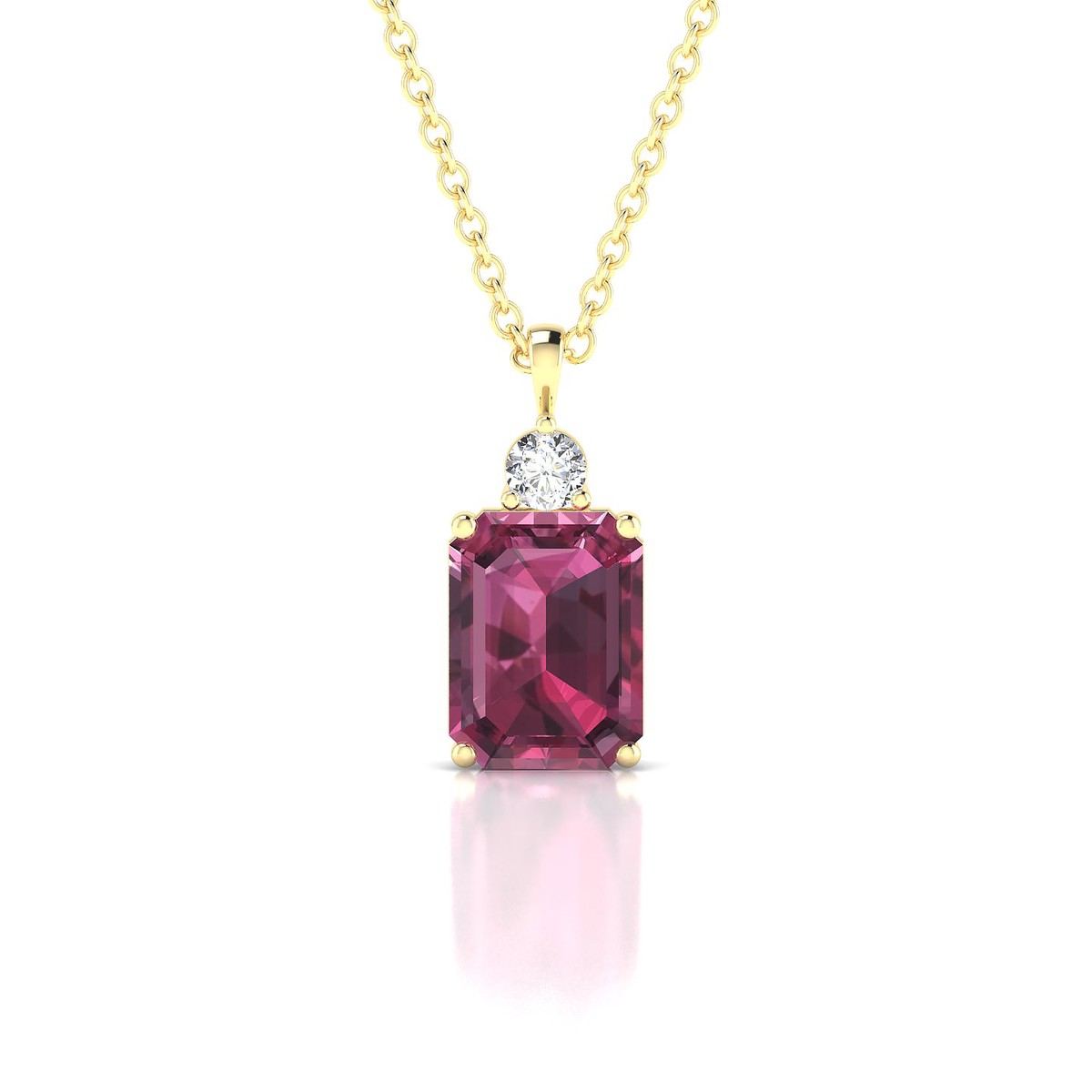 Sparkle | 18k Yellow Gold 8 x 6 mm Emerald Rhodolite Pendant