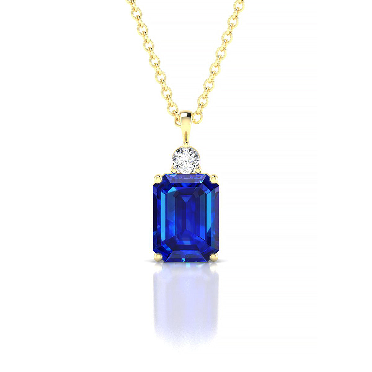 Sparkle | 18k Yellow Gold 8 x 6 mm Emerald Sapphire Pendant