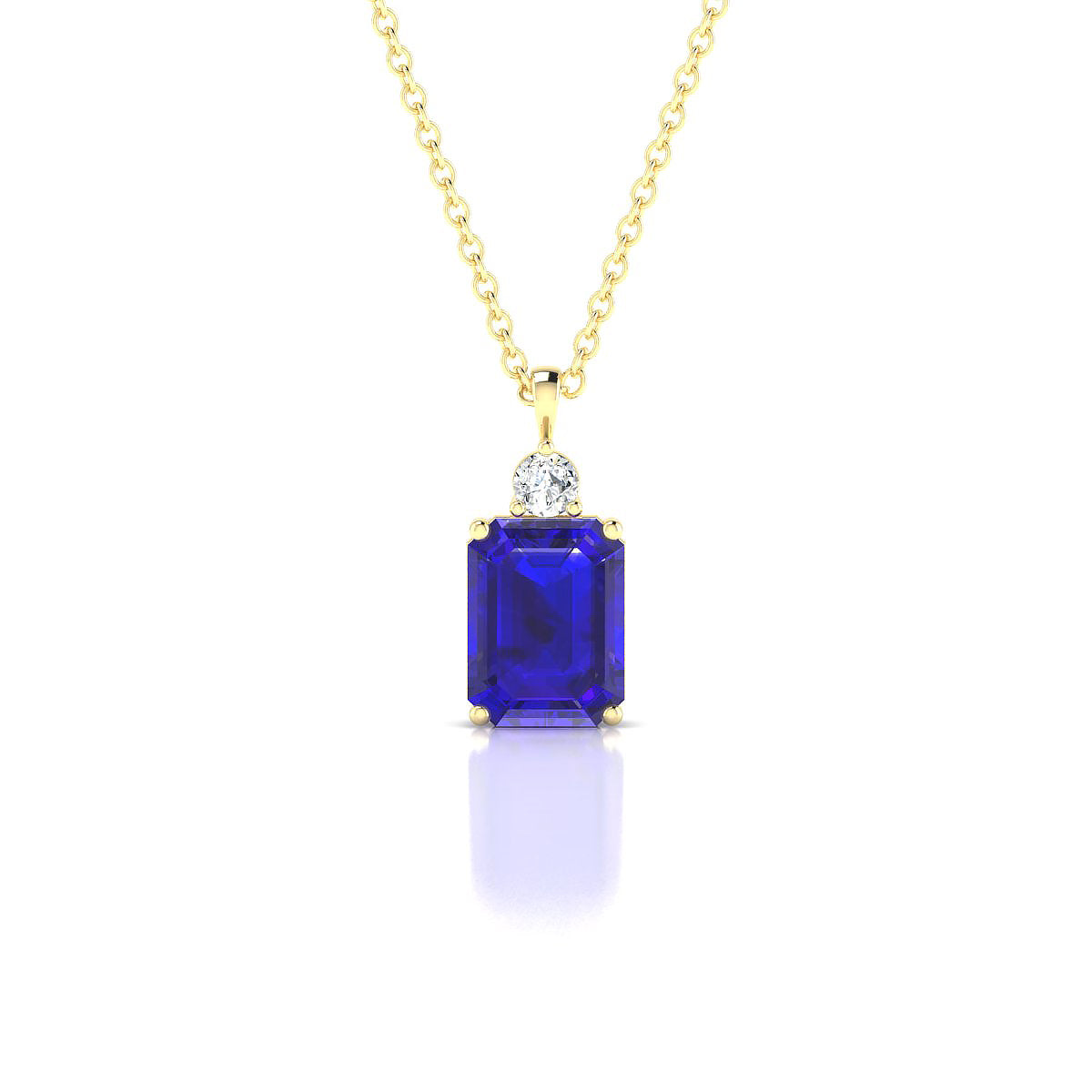 Sparkle | 18k Yellow Gold 8 x 6 mm Emerald Tanzanite Pendant
