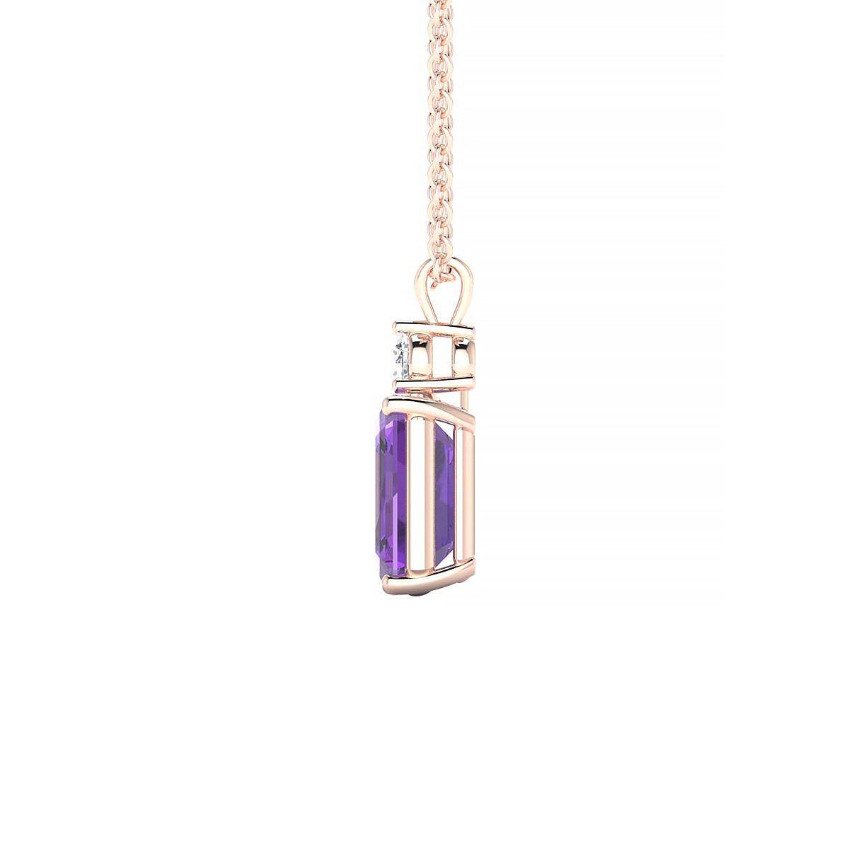 Sparkle | 18k Rose Gold 8 x 6 mm Emerald Amethyst Pendant