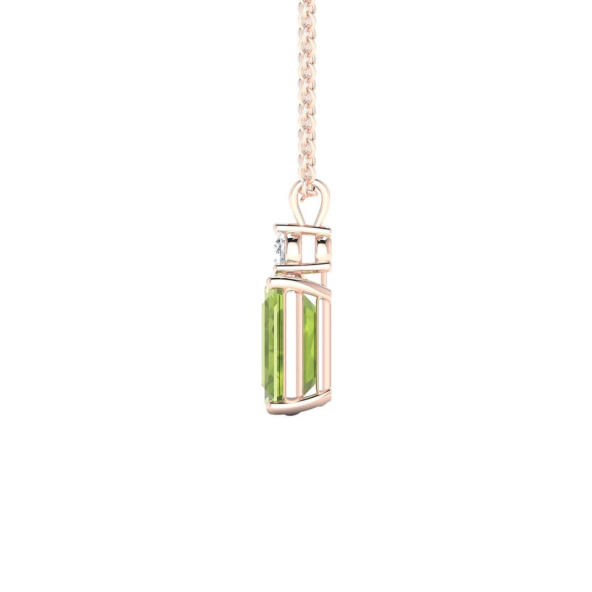 Sparkle | 18k Rose Gold 8 x 6 mm Emerald Peridot Pendant