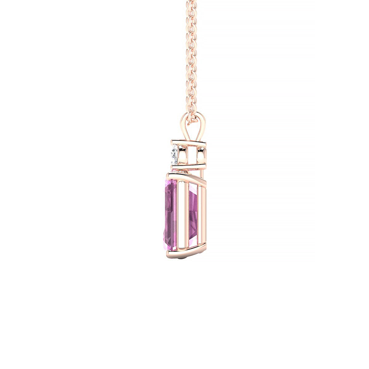 Sparkle | 18k Rose Gold 8 x 6 mm Emerald Pink Sapphire Pendant