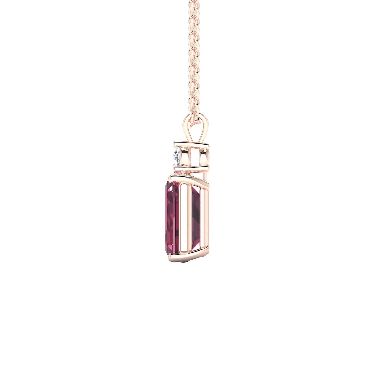 Sparkle | 18k Rose Gold 8 x 6 mm Emerald Rhodolite Pendant