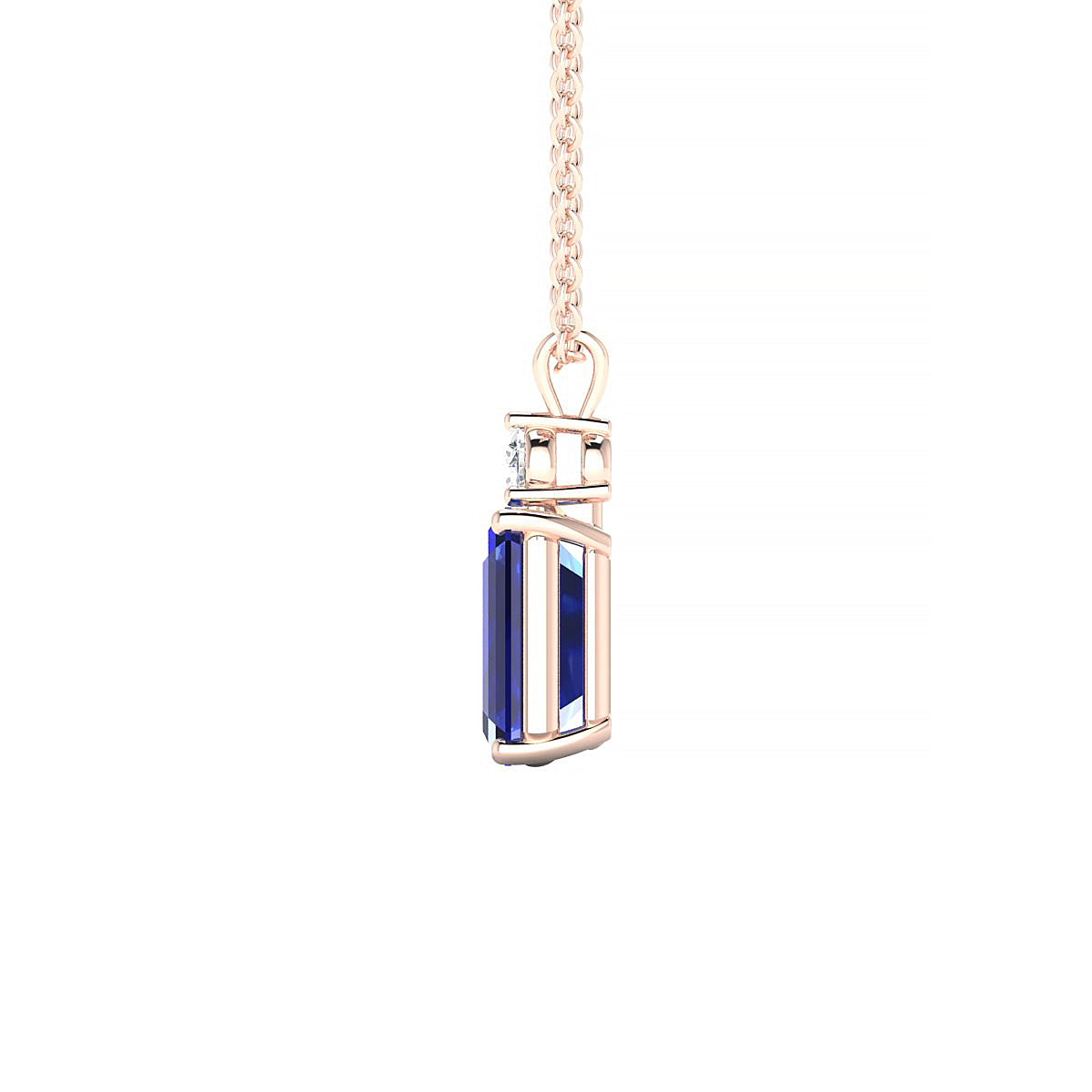 Sparkle | 18k Rose Gold 8 x 6 mm Emerald Sapphire Pendant