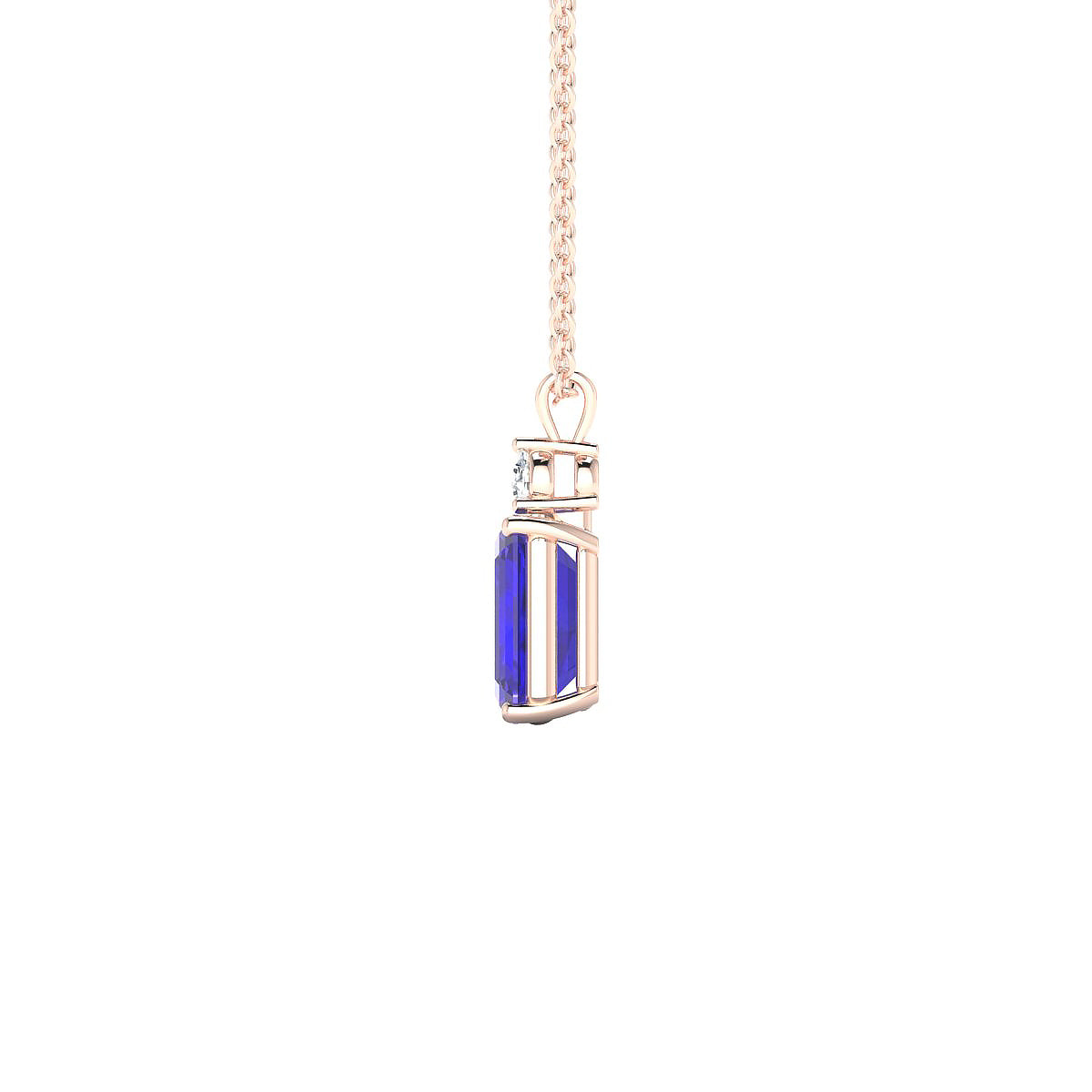 Sparkle | 18k Rose Gold 8 x 6 mm Emerald Tanzanite Pendant