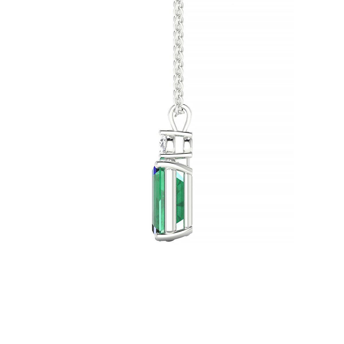 Sparkle | 18k White Gold 8 x 6 mm Emerald Emerald Pendant