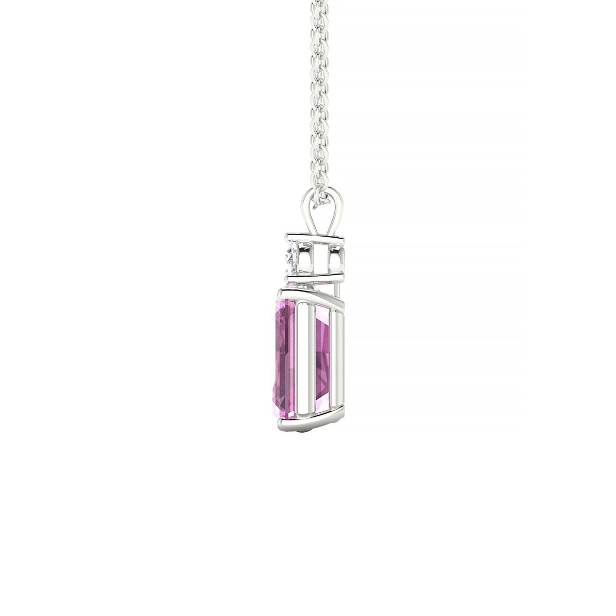 Sparkle | 18k White Gold 8 x 6 mm Emerald Pink Sapphire Pendant