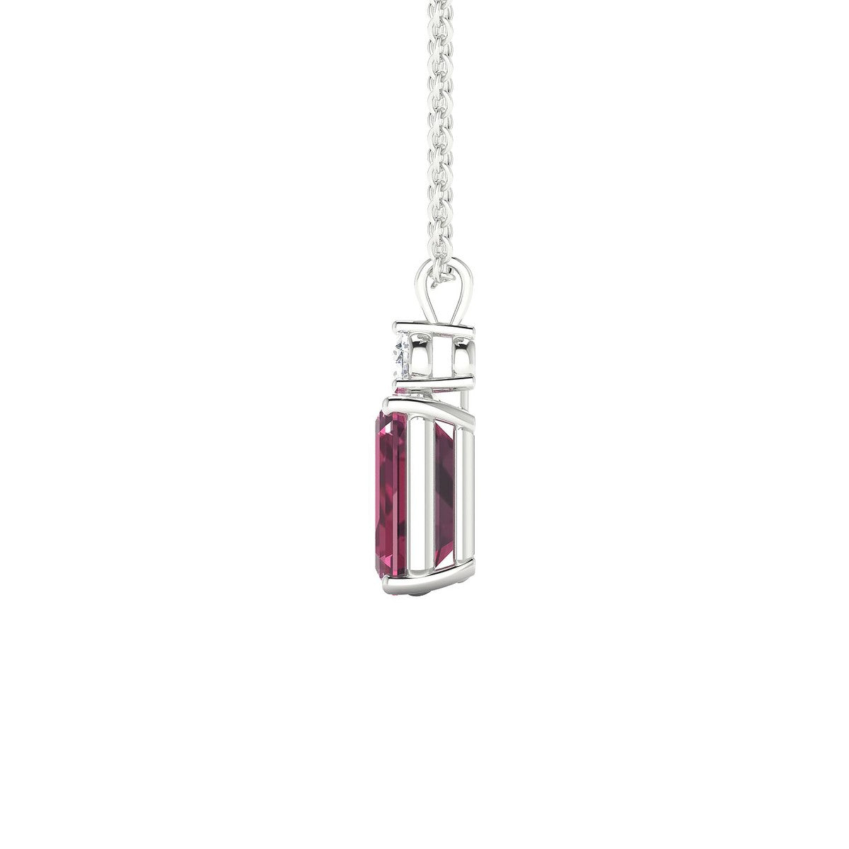 Sparkle | 18k White Gold 8 x 6 mm Emerald Rhodolite Pendant