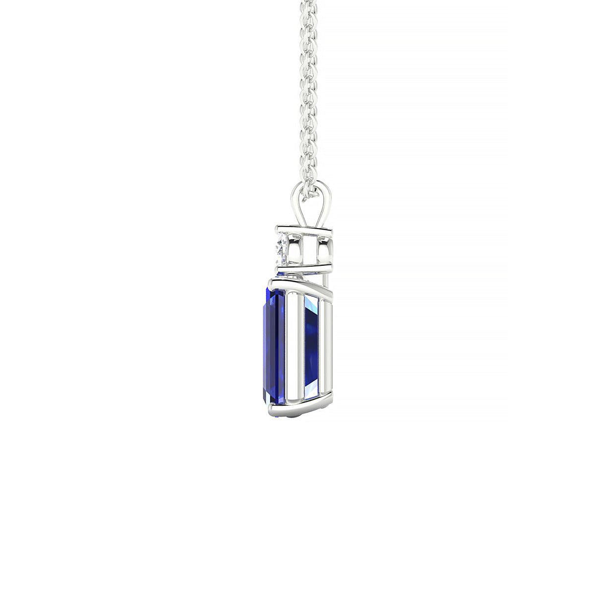Sparkle | 18k White Gold 8 x 6 mm Emerald Sapphire Pendant