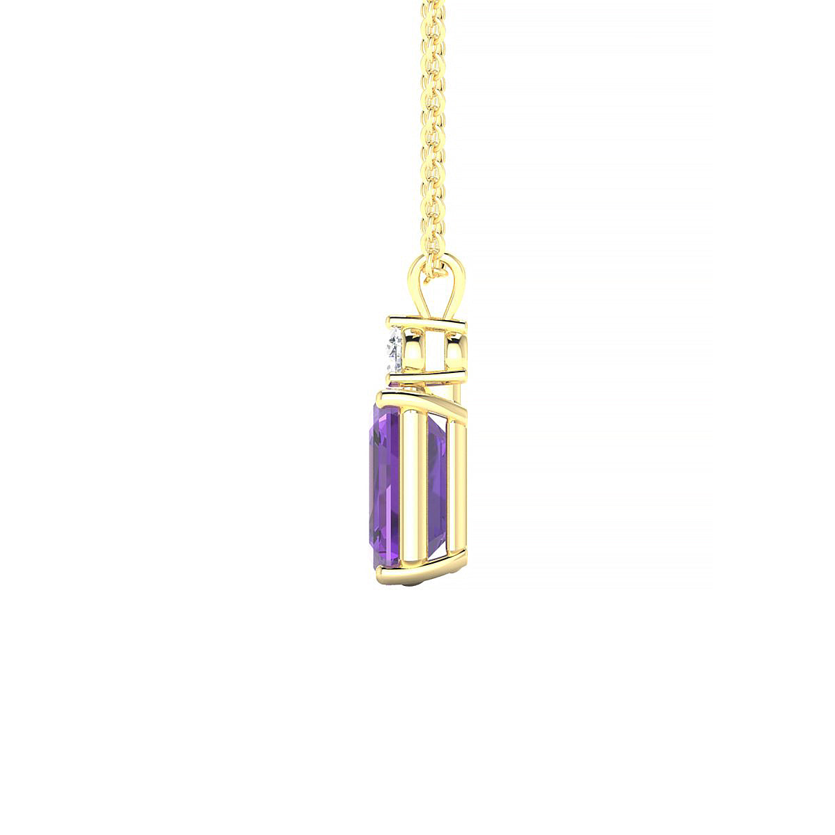 Sparkle | 18k Yellow Gold 8 x 6 mm Emerald Amethyst Pendant