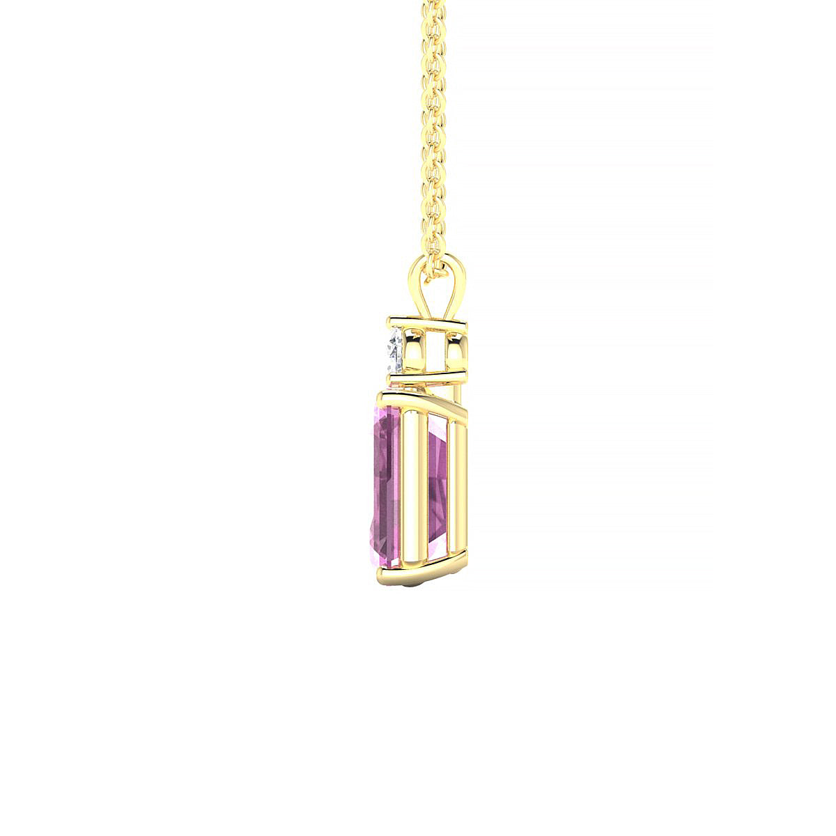 Sparkle | 18k Yellow Gold 8 x 6 mm Emerald Pink Sapphire Pendant