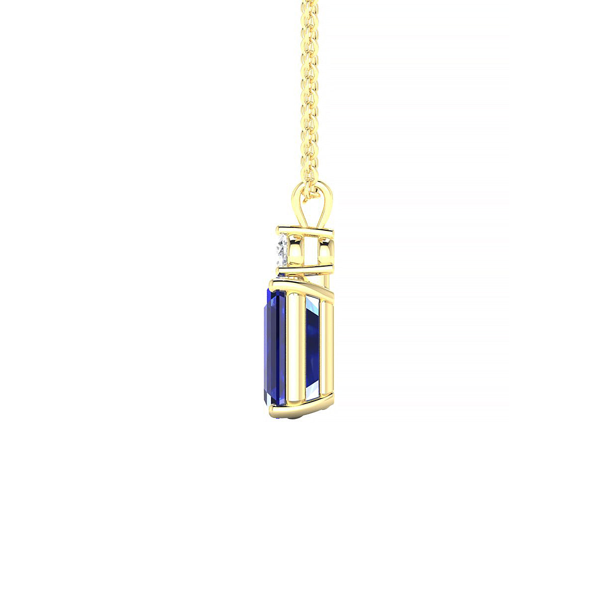 Sparkle | 18k Yellow Gold 8 x 6 mm Emerald Sapphire Pendant