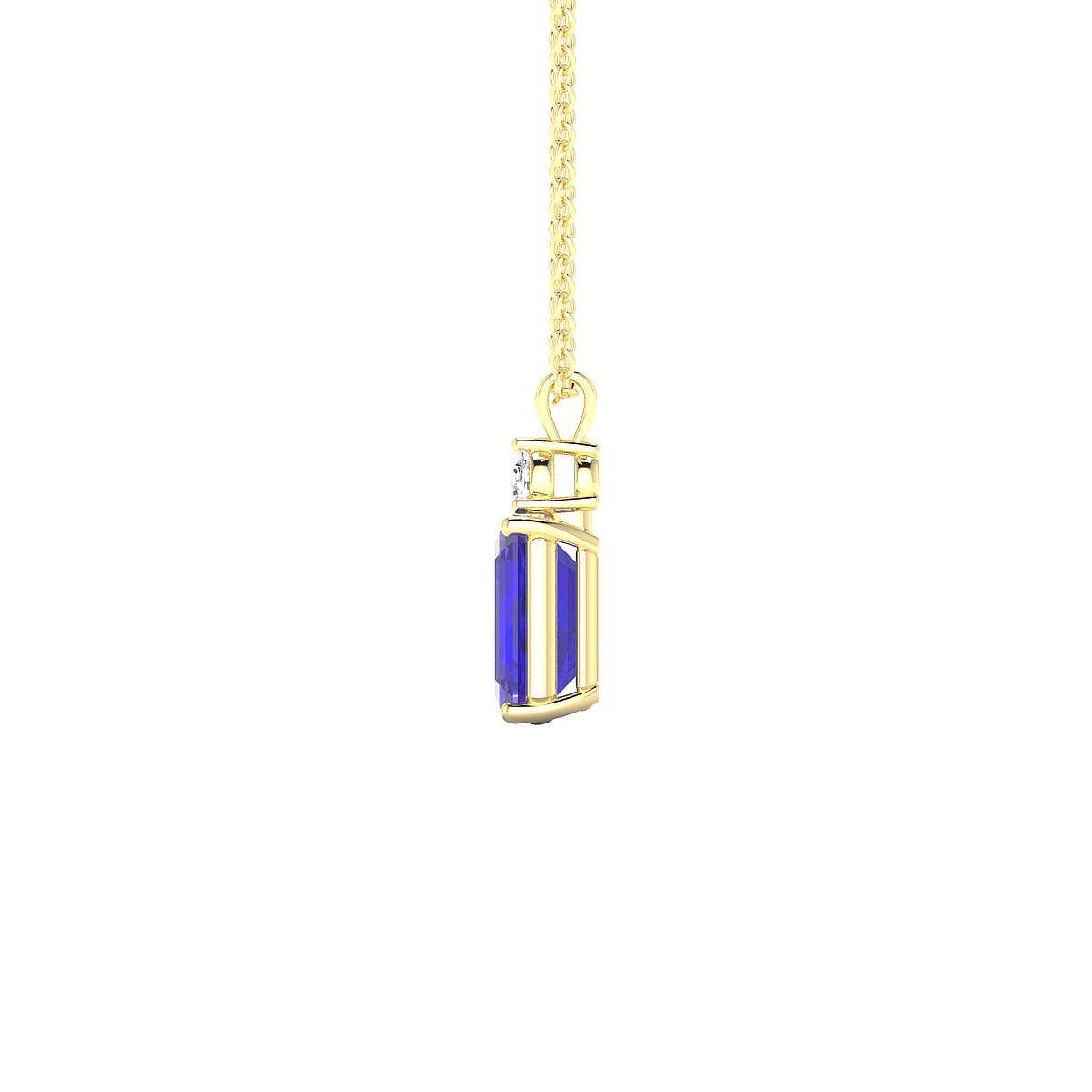 Sparkle | 18k Yellow Gold 8 x 6 mm Emerald Tanzanite Pendant