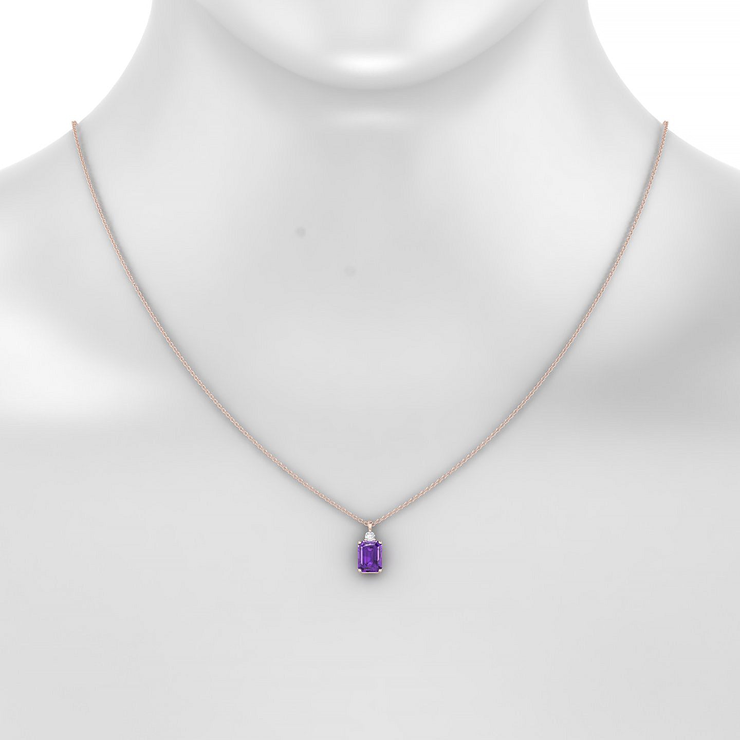 Sparkle | 18k Rose Gold 8 x 6 mm Emerald Amethyst Pendant