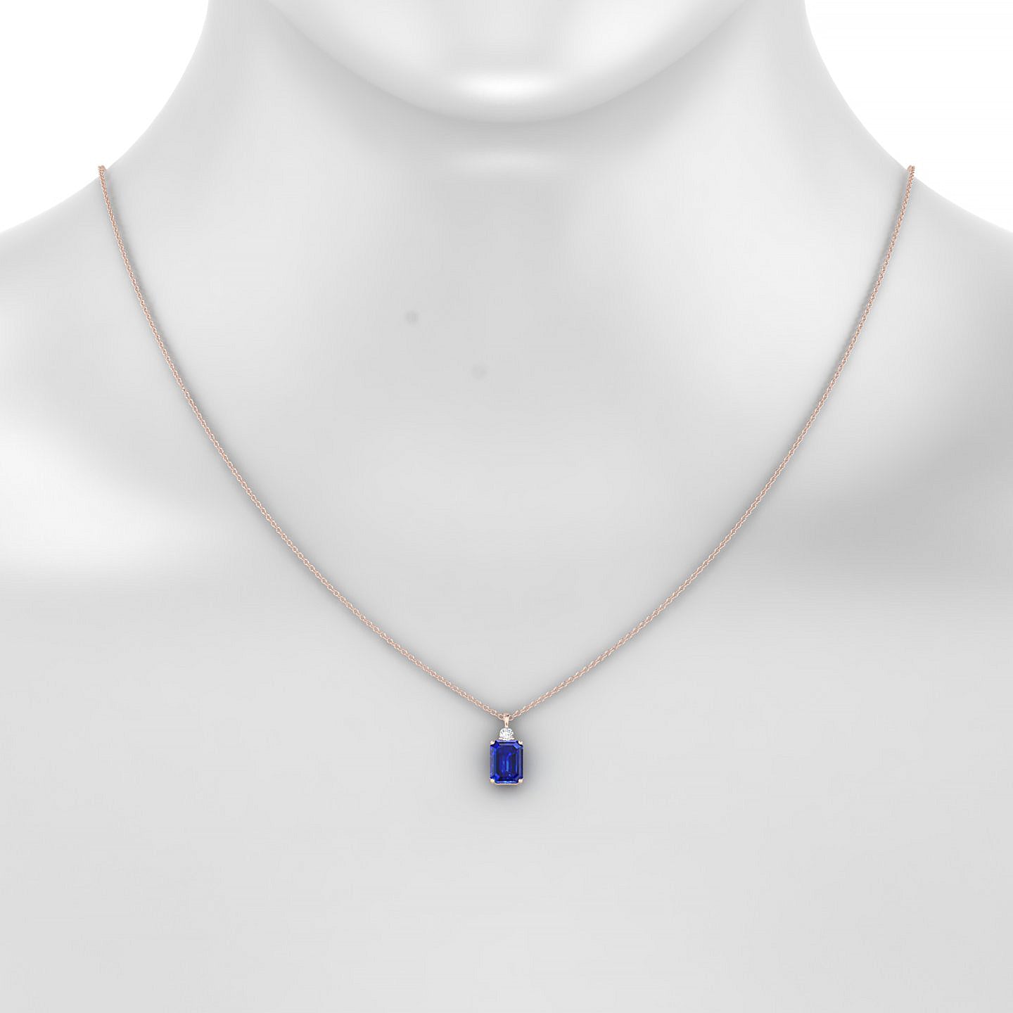 Sparkle | 18k Rose Gold 8 x 6 mm Emerald Sapphire Pendant
