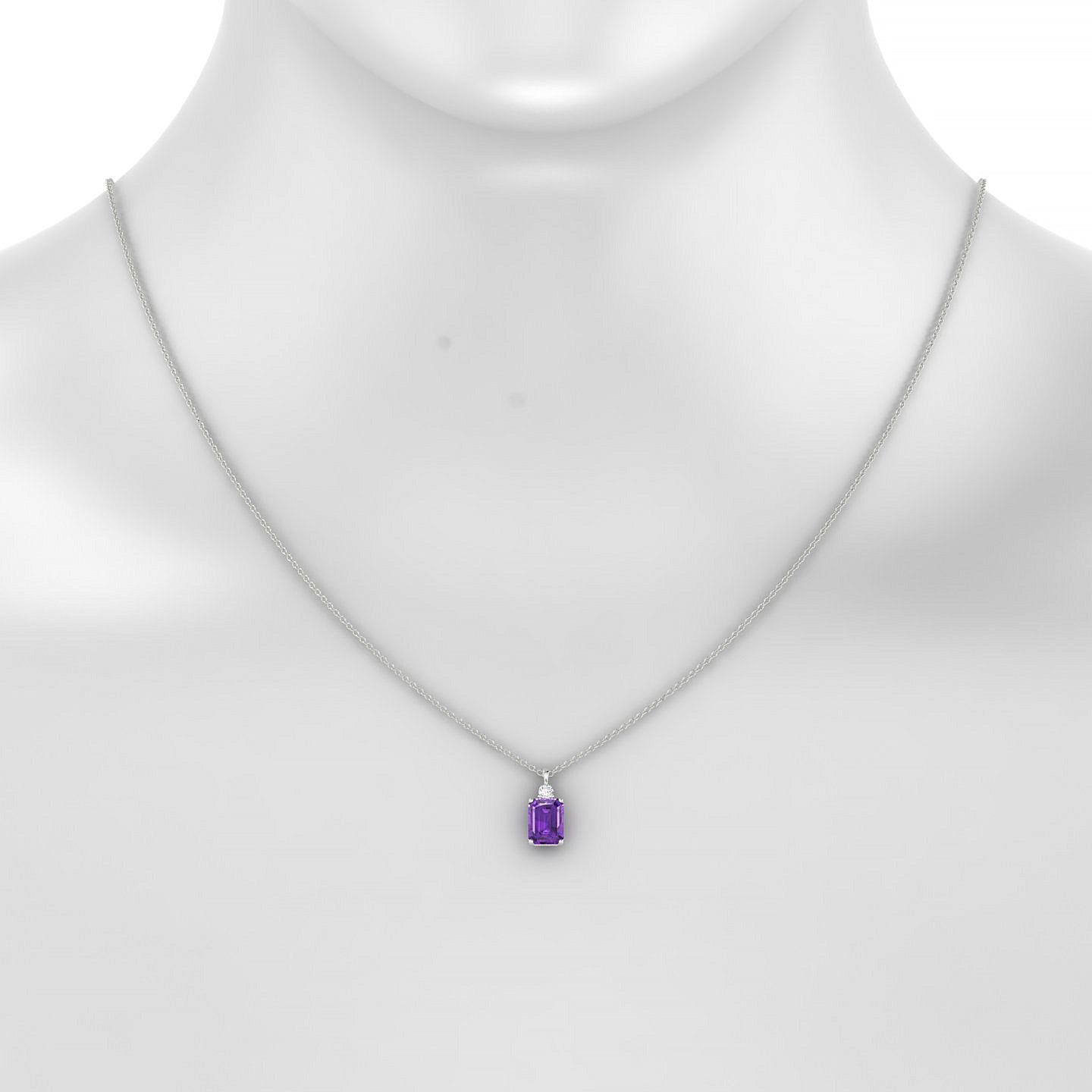Sparkle | 18k White Gold 8 x 6 mm Emerald Amethyst Pendant