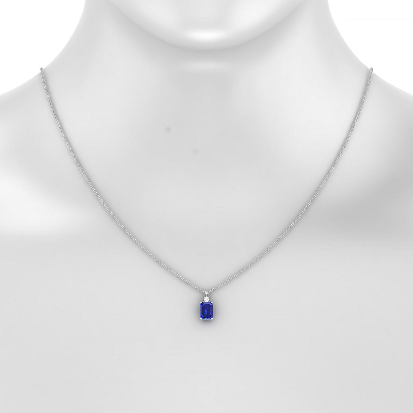 Sparkle | 18k White Gold 8 x 6 mm Emerald Sapphire Pendant