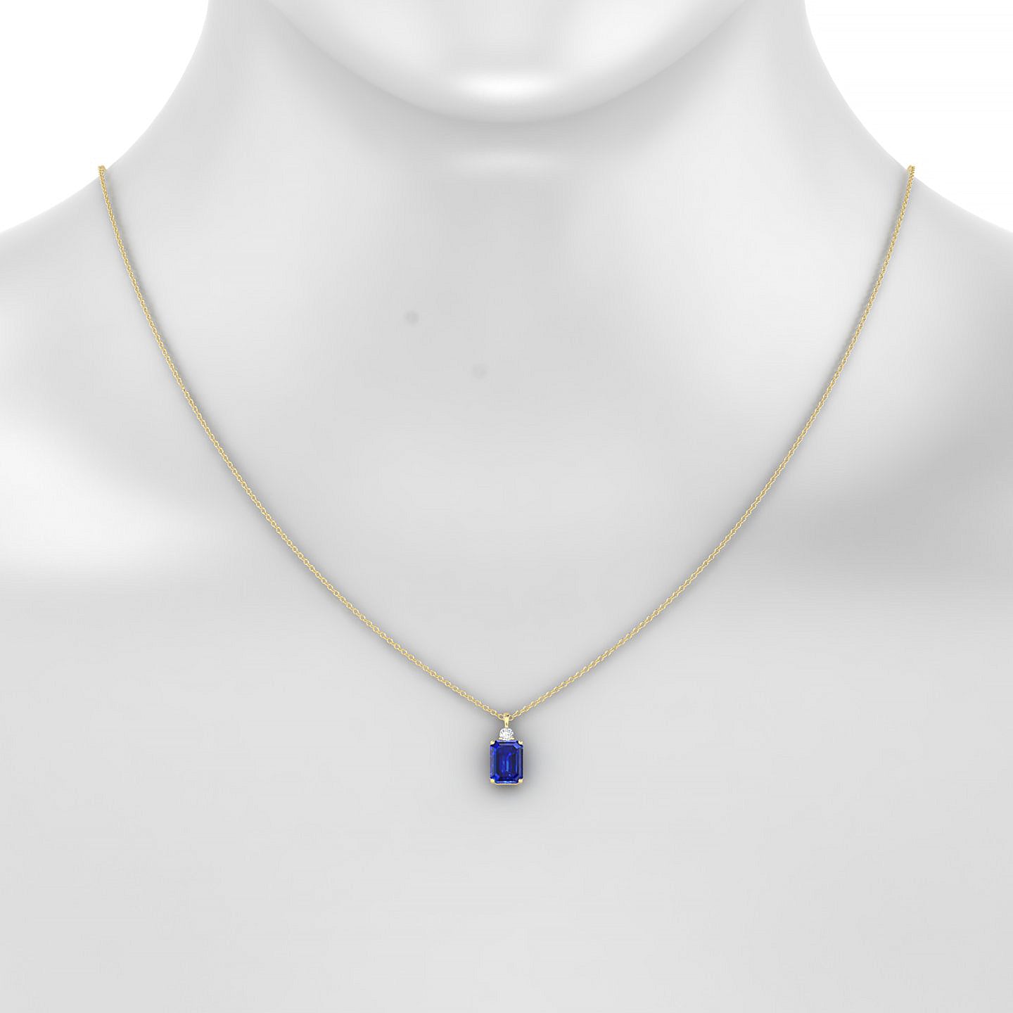Sparkle | 18k Yellow Gold 8 x 6 mm Emerald Sapphire Pendant
