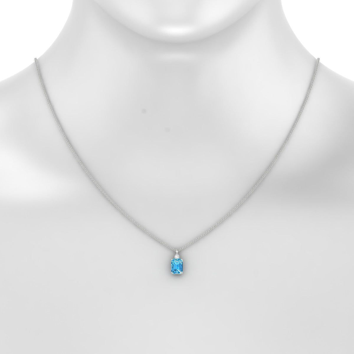 Sparkle | 18k White Gold 8 x 6 mm Emerald Topaz Pendant