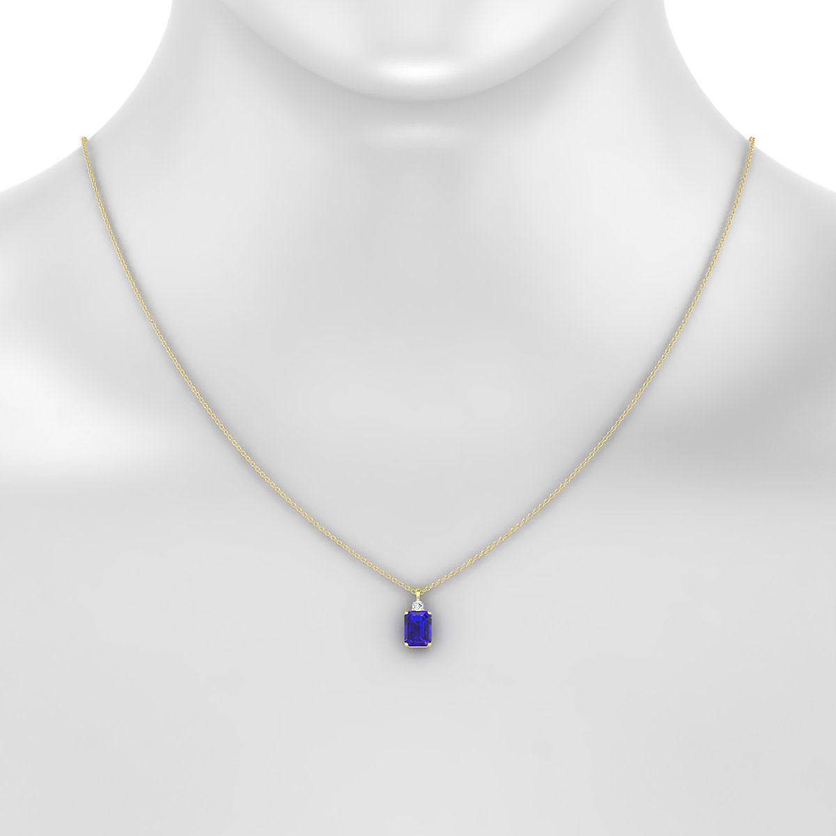Sparkle | 18k Yellow Gold 8 x 6 mm Emerald Tanzanite Pendant