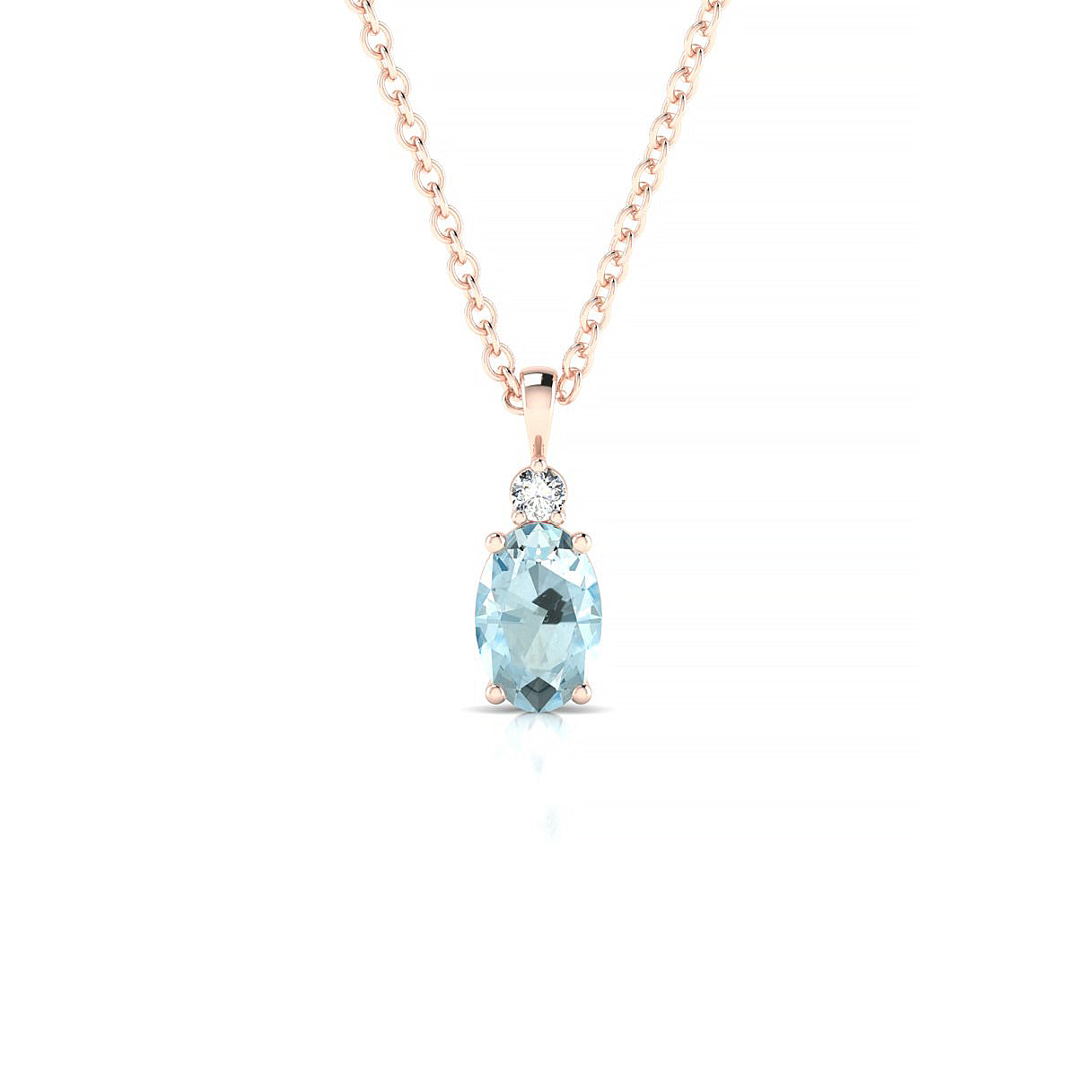 Sparkle | 18k Rose Gold 6 x 4 mm Oval Aquamarine Pendant