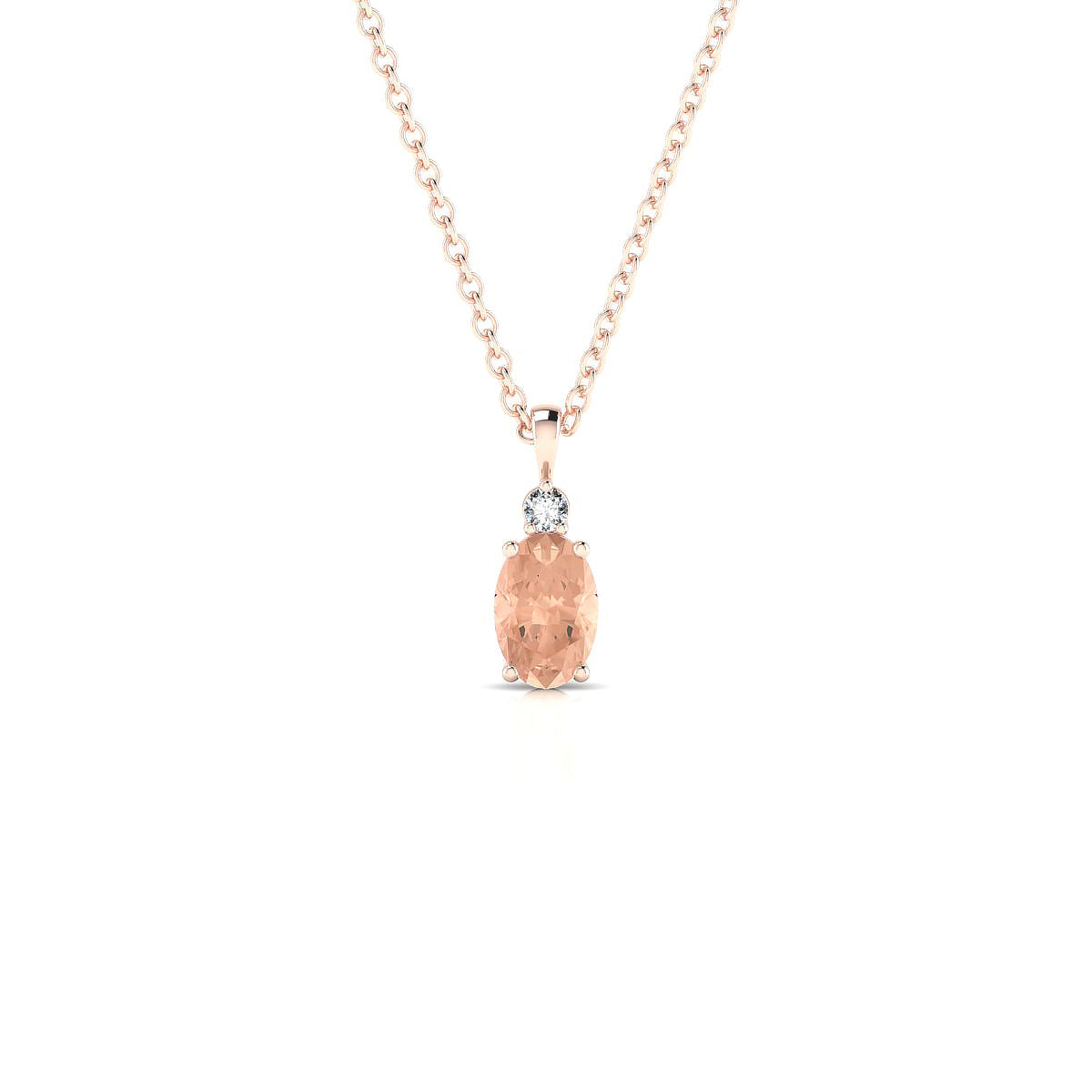 Sparkle | 18k Rose Gold 6 x 4 mm Oval Morganite Pendant