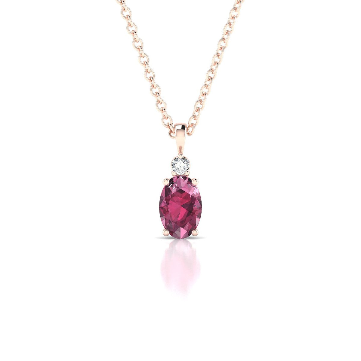 Sparkle | 18k Rose Gold 6 x 4 mm Oval Rhodolite Pendant