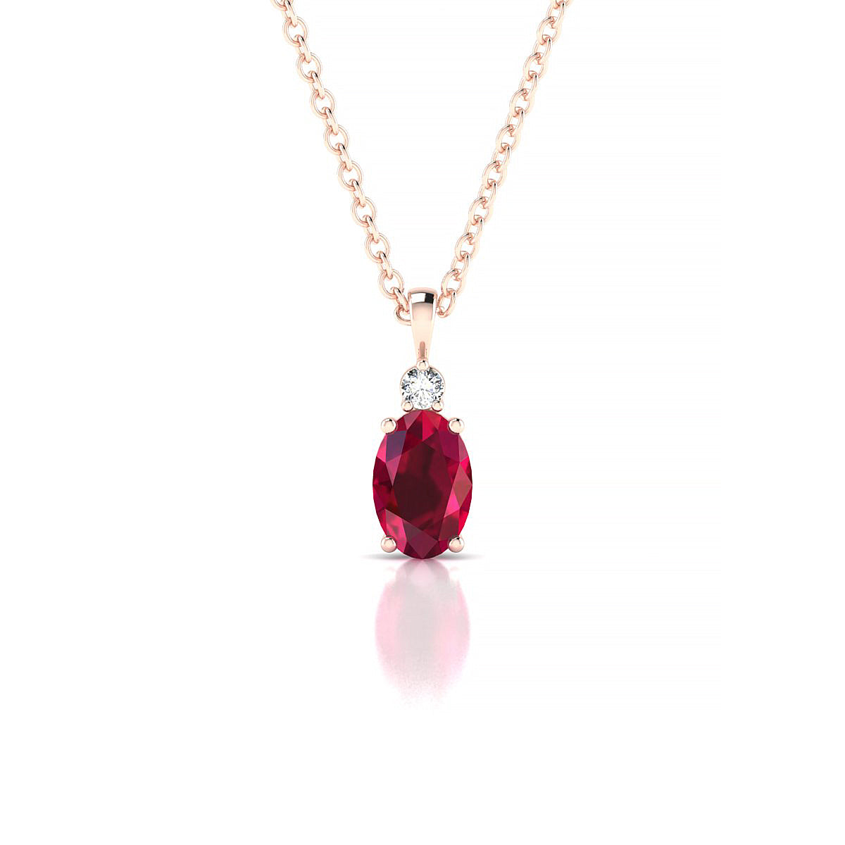 Sparkle | 18k Rose Gold 6 x 4 mm Oval Ruby Pendant