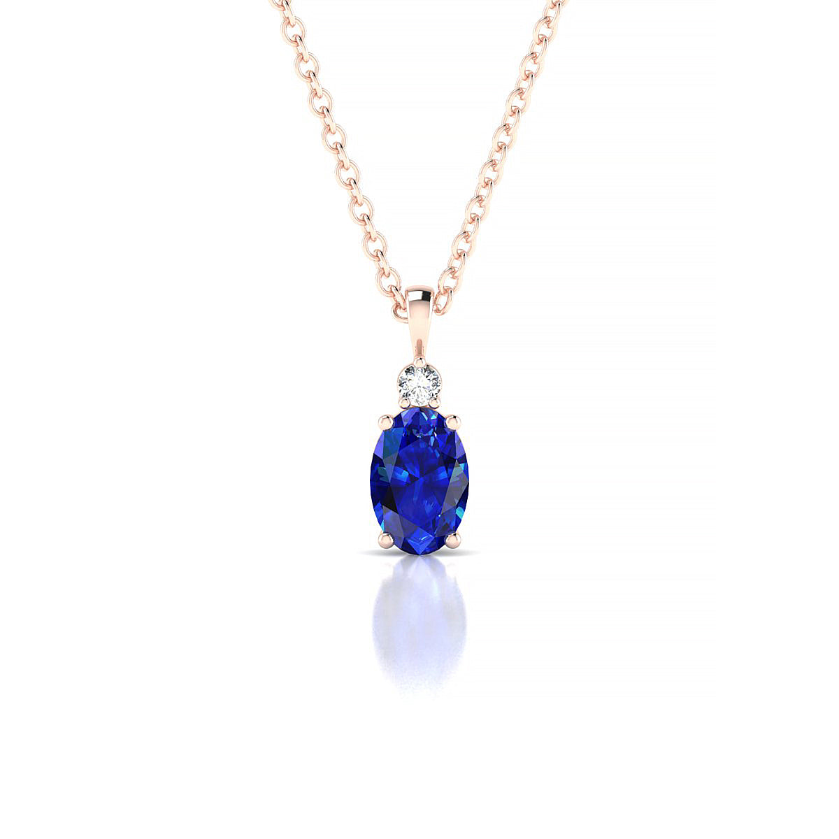 Sparkle | 18k Rose Gold 6 x 4 mm Oval Sapphire Pendant