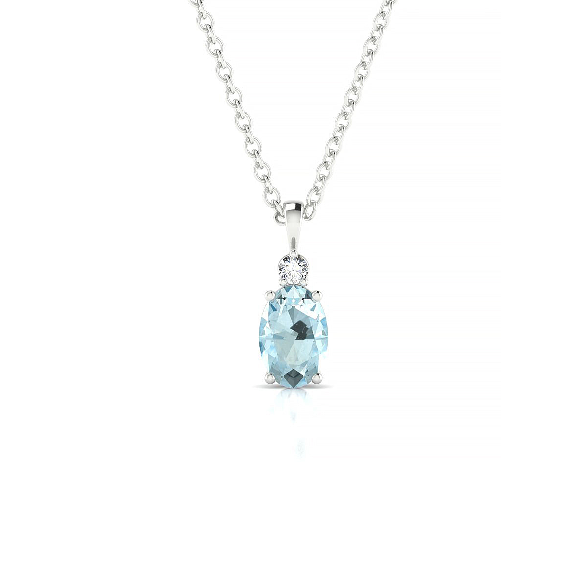 Sparkle | 18k White Gold 6 x 4 mm Oval Aquamarine Pendant