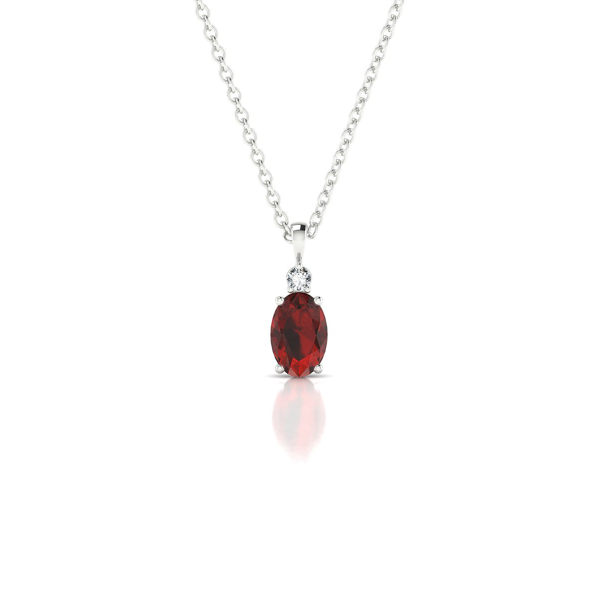 Sparkle | 18k White Gold 6 x 4 mm Oval Garnet Pendant