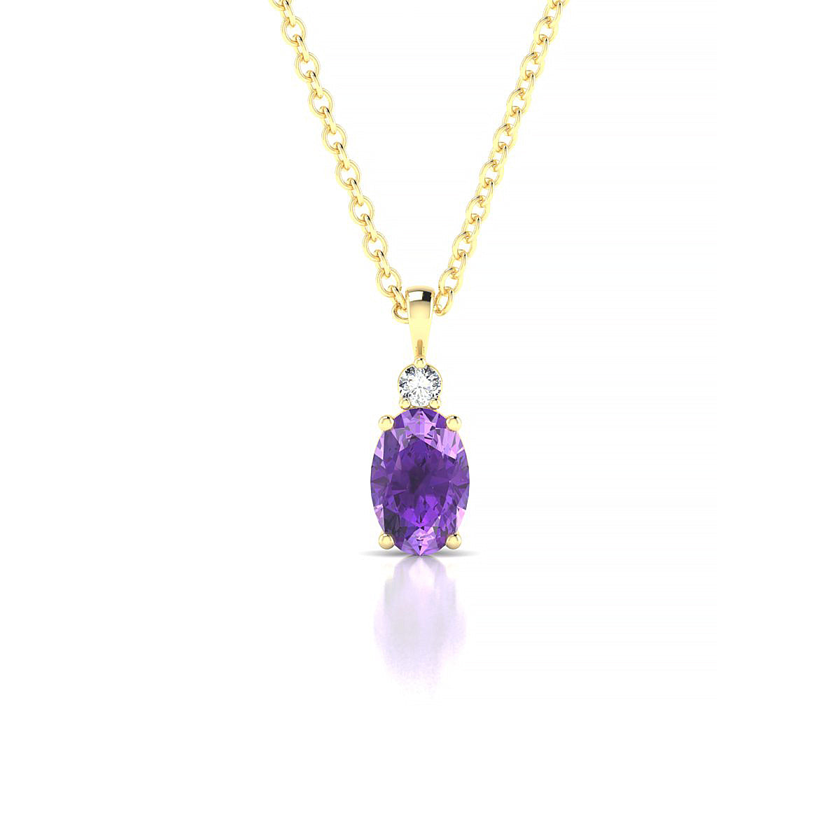 Sparkle | 18k Yellow Gold 6 x 4 mm Oval Amethyst Pendant