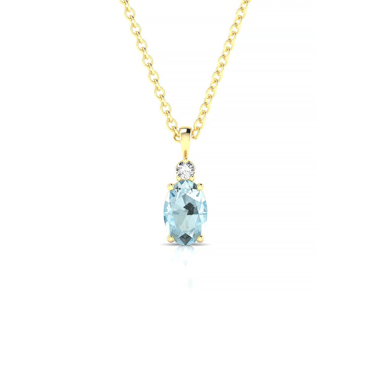 Sparkle | 18k Yellow Gold 6 x 4 mm Oval Aquamarine Pendant