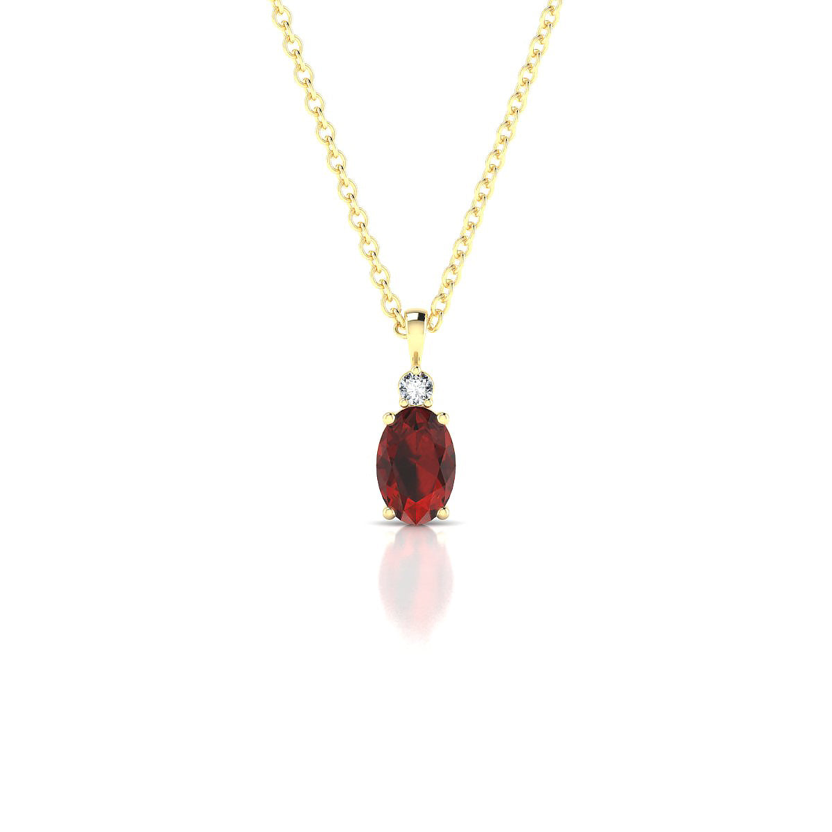 Sparkle | 18k Yellow Gold 6 x 4 mm Oval Garnet Pendant