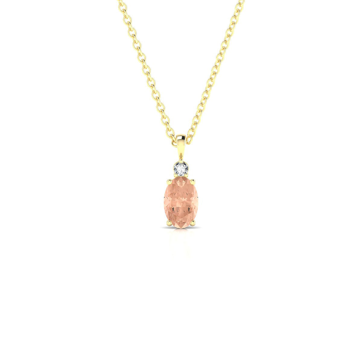 Sparkle | 18k Yellow Gold 6 x 4 mm Oval Morganite Pendant