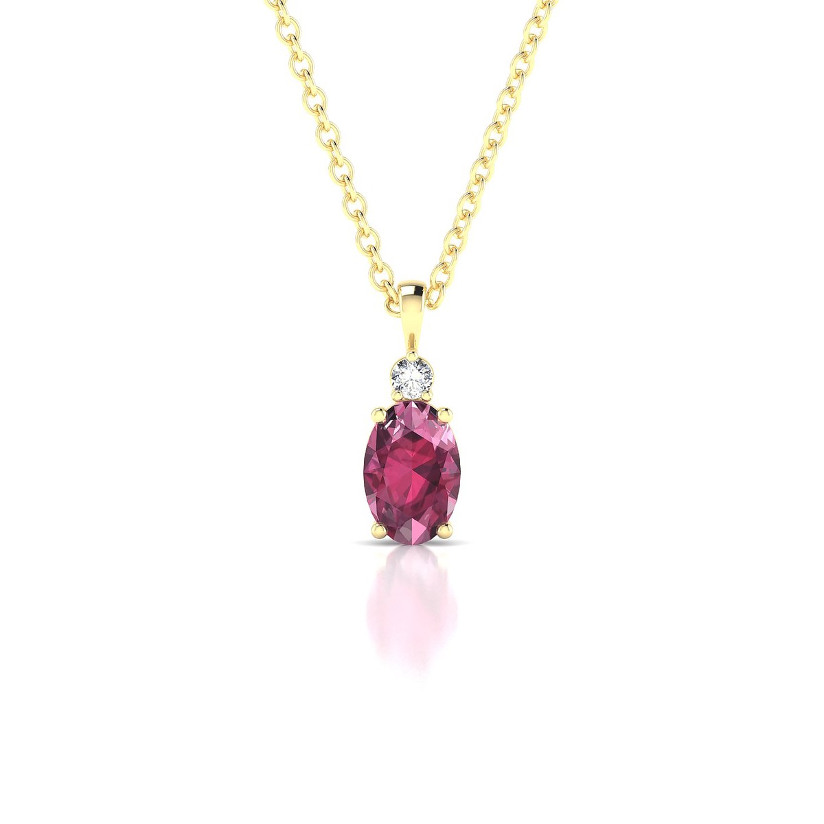 Sparkle | 18k Yellow Gold 6 x 4 mm Oval Rhodolite Pendant