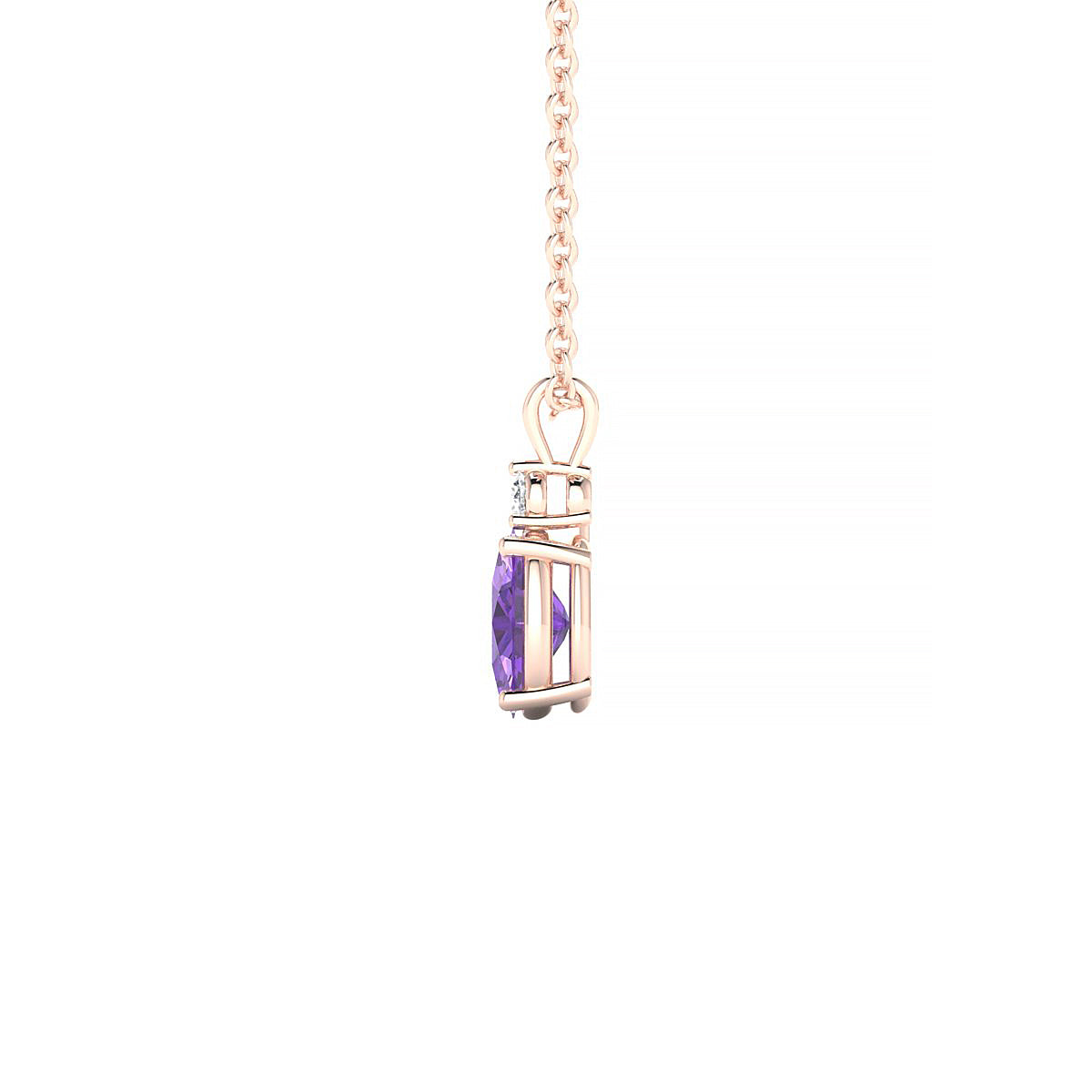 Sparkle | 18k Rose Gold 6 x 4 mm Oval Amethyst Pendant