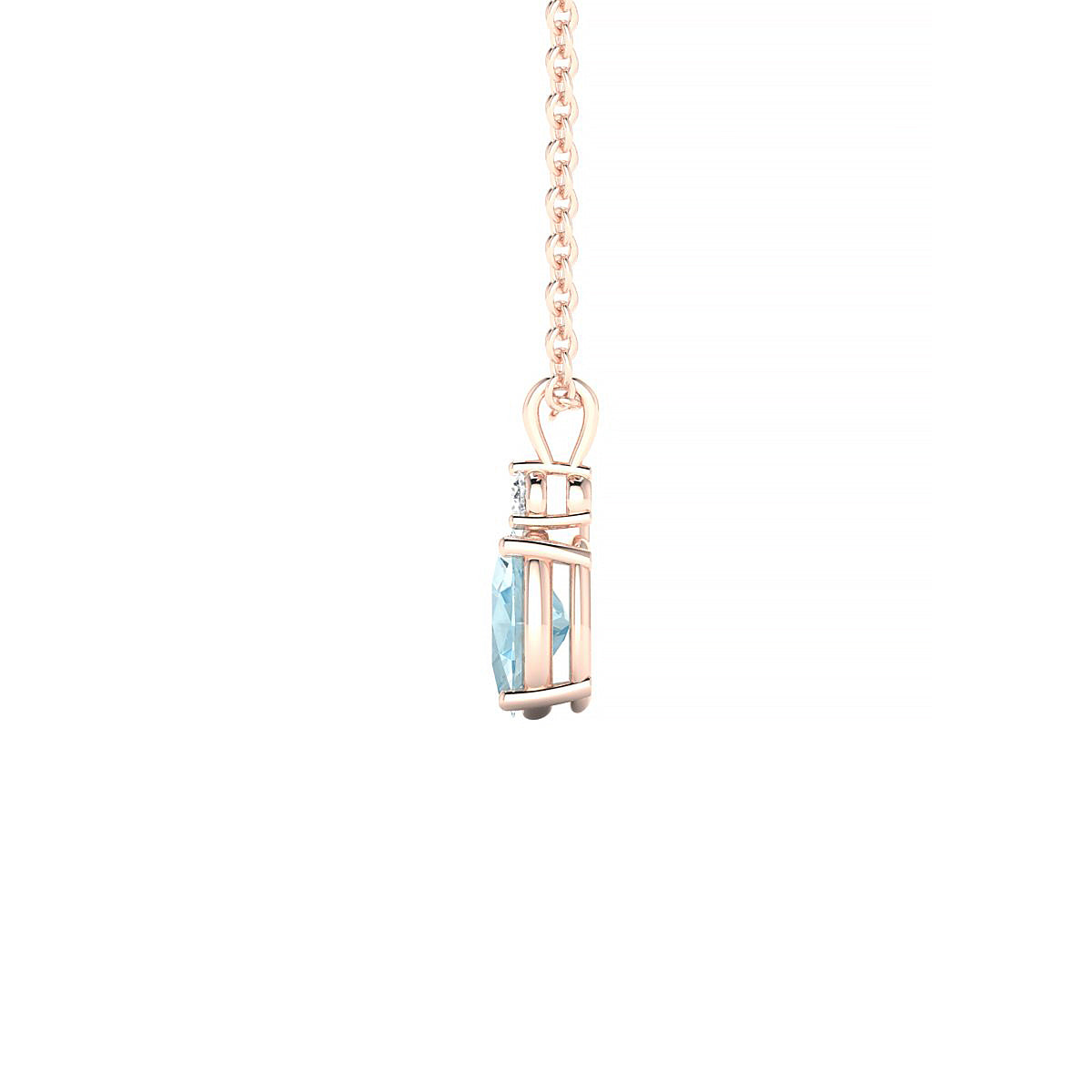 Sparkle | 18k Rose Gold 6 x 4 mm Oval Aquamarine Pendant