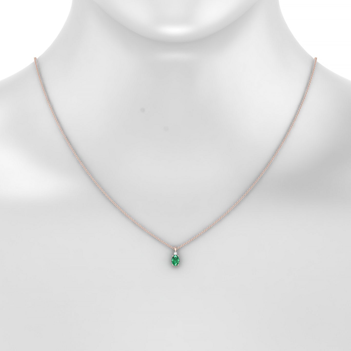 Sparkle | 18k Rose Gold 6 x 4 mm Oval Emerald Pendant