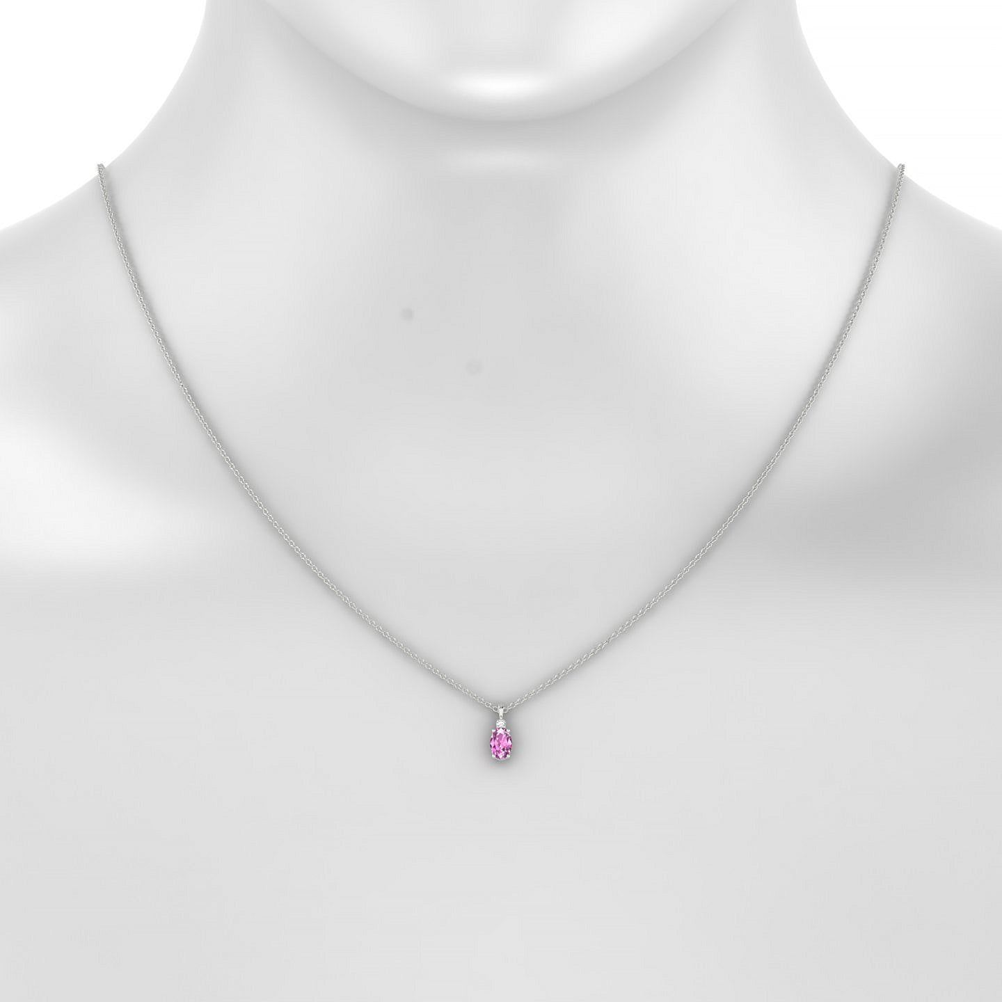 Sparkle | 18k White Gold 6 x 4 mm Oval Pink Sapphire Pendant
